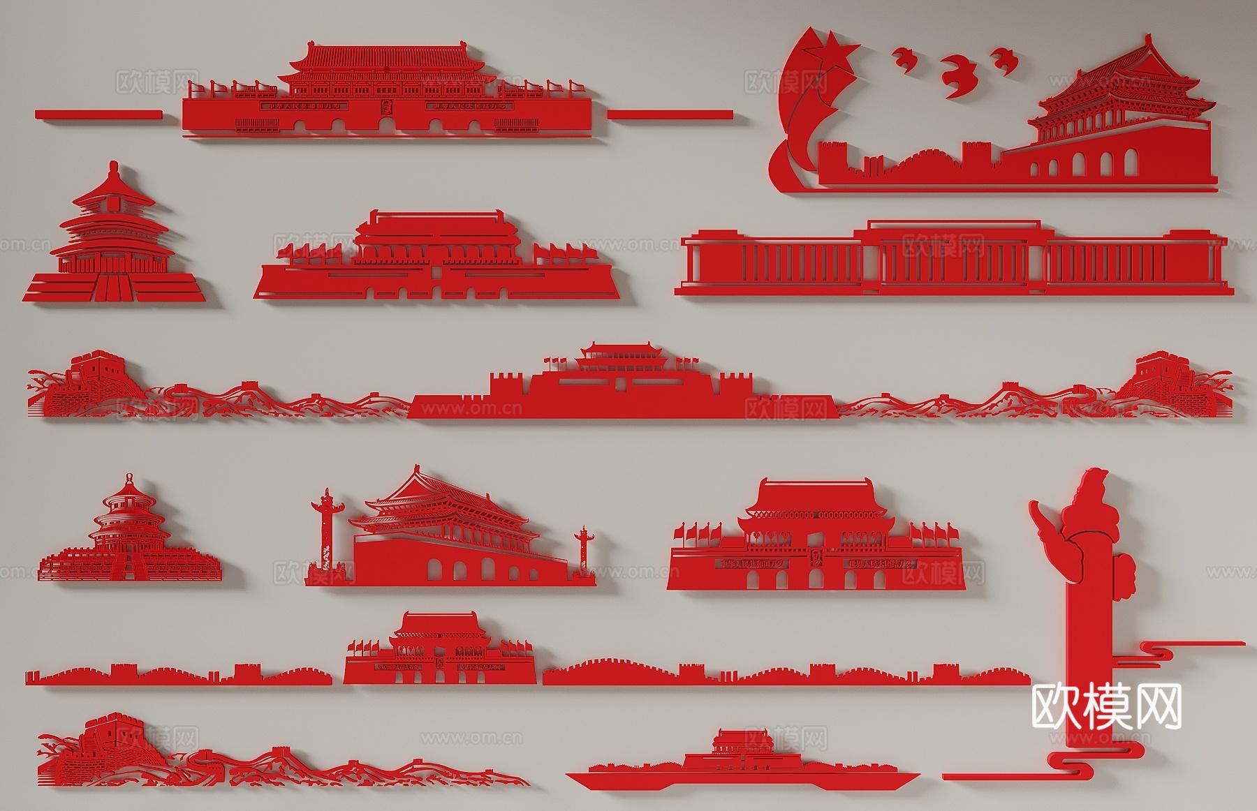 党建墙 党建用品 红色文化党建墙 党建3d模型