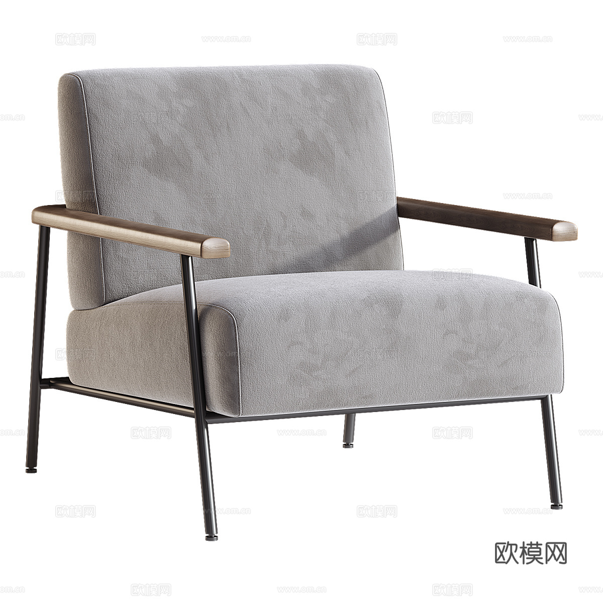 新中式轻奢布艺扶手椅3d模型