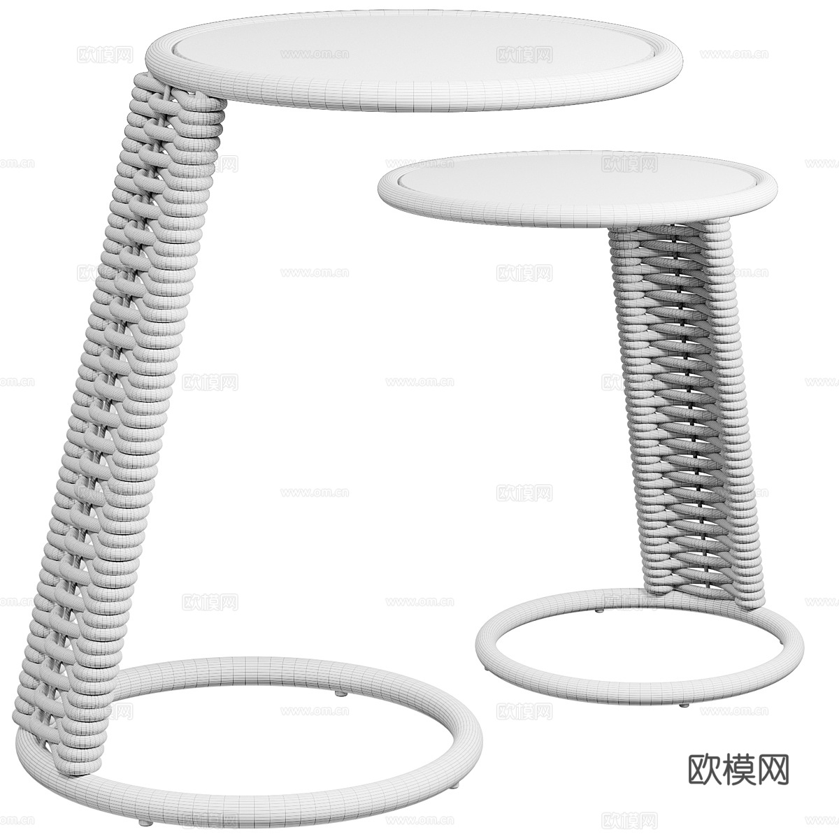 现代意式轻奢大理石金属圆边几3d模型