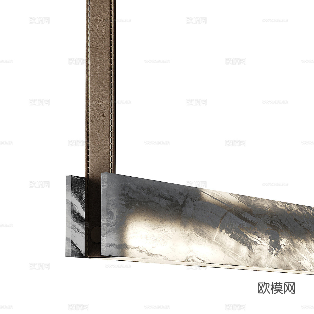现代意式轻奢透光石长条吊灯3d模型