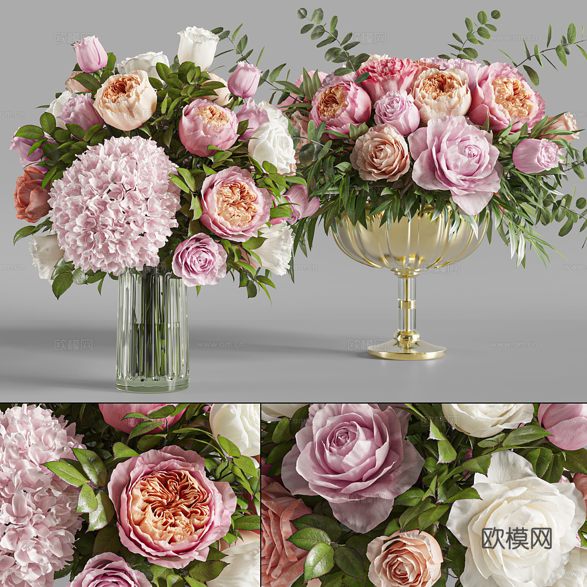 现代轻奢花瓶花艺3d模型
