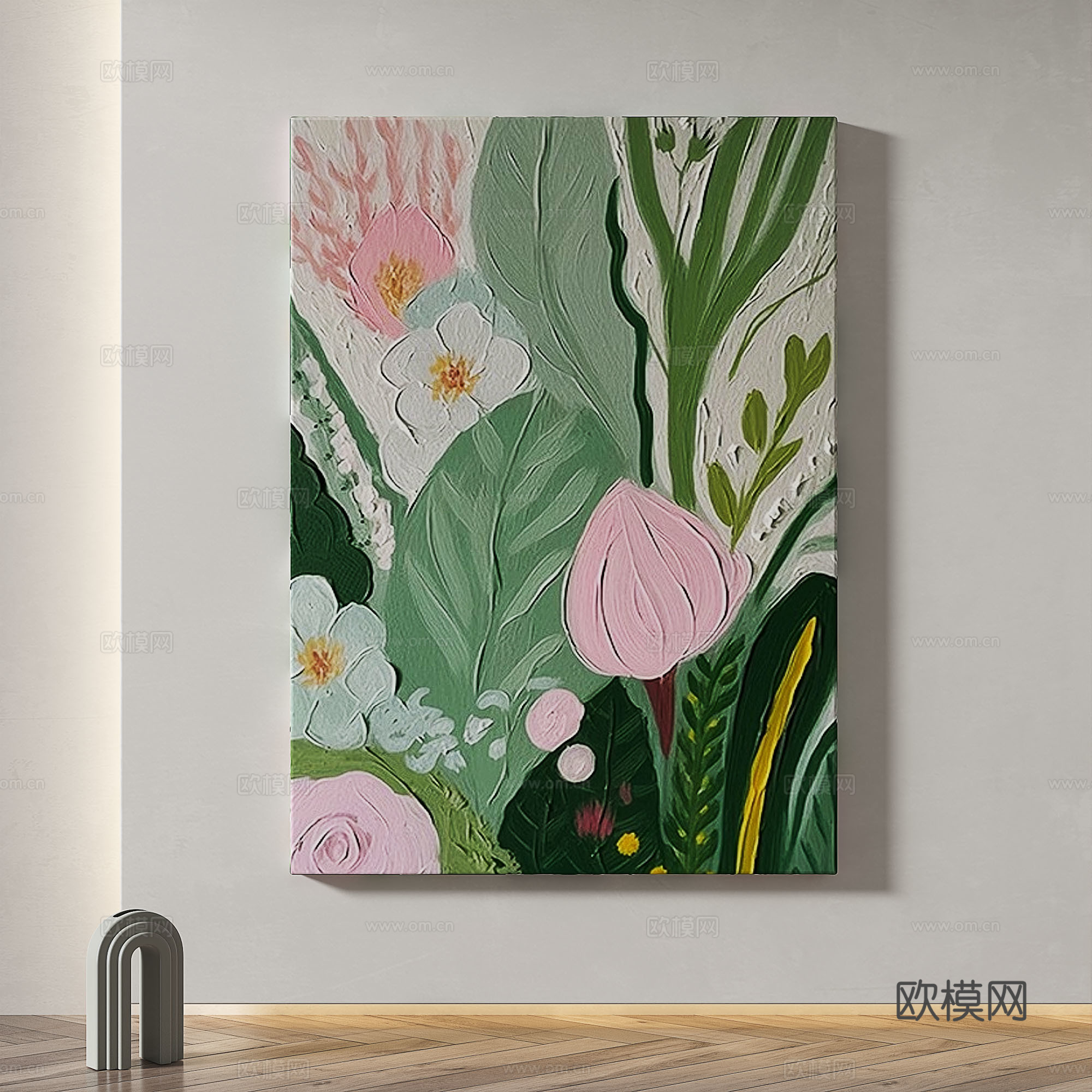 现代，简约，抽象，轻奢，油画，奶油风，装饰画3d模型