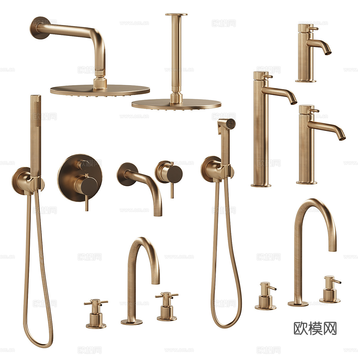 现代轻奢淋浴花洒 水龙头3d模型