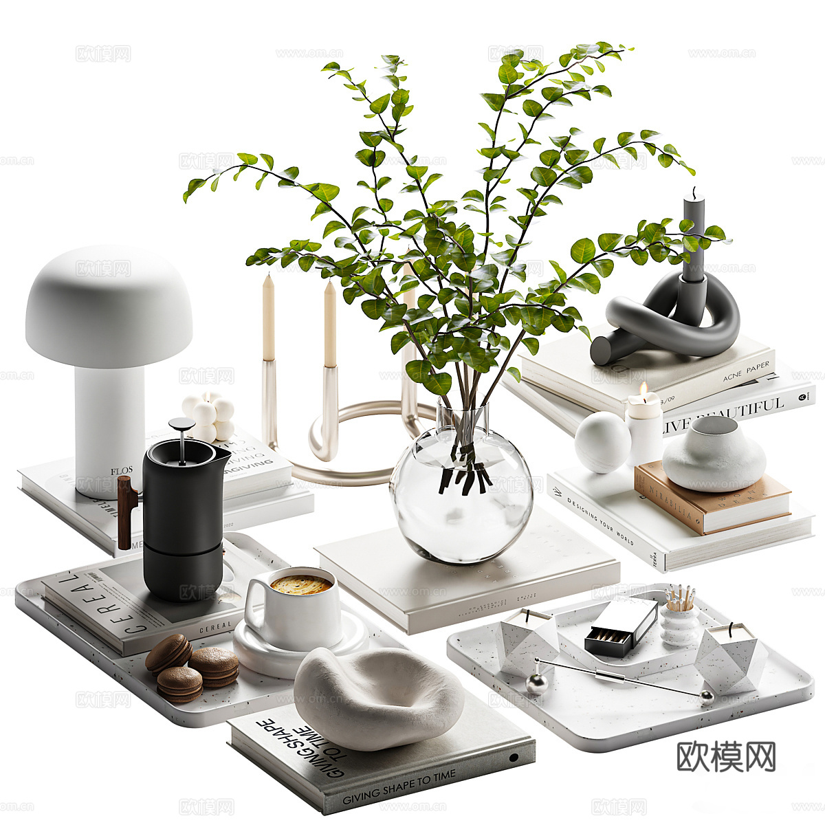现代意式饰品摆件组合3d模型