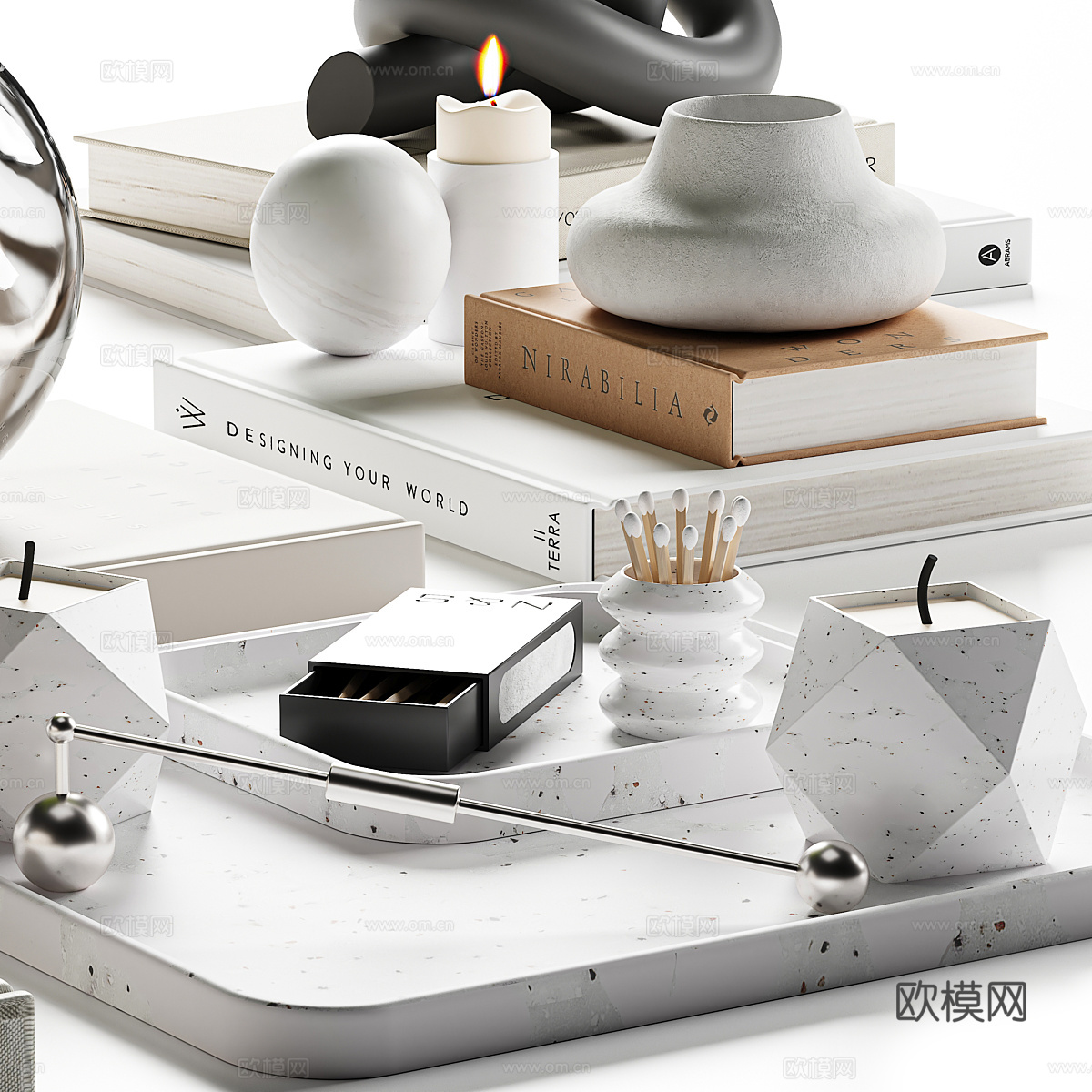 现代意式饰品摆件组合3d模型