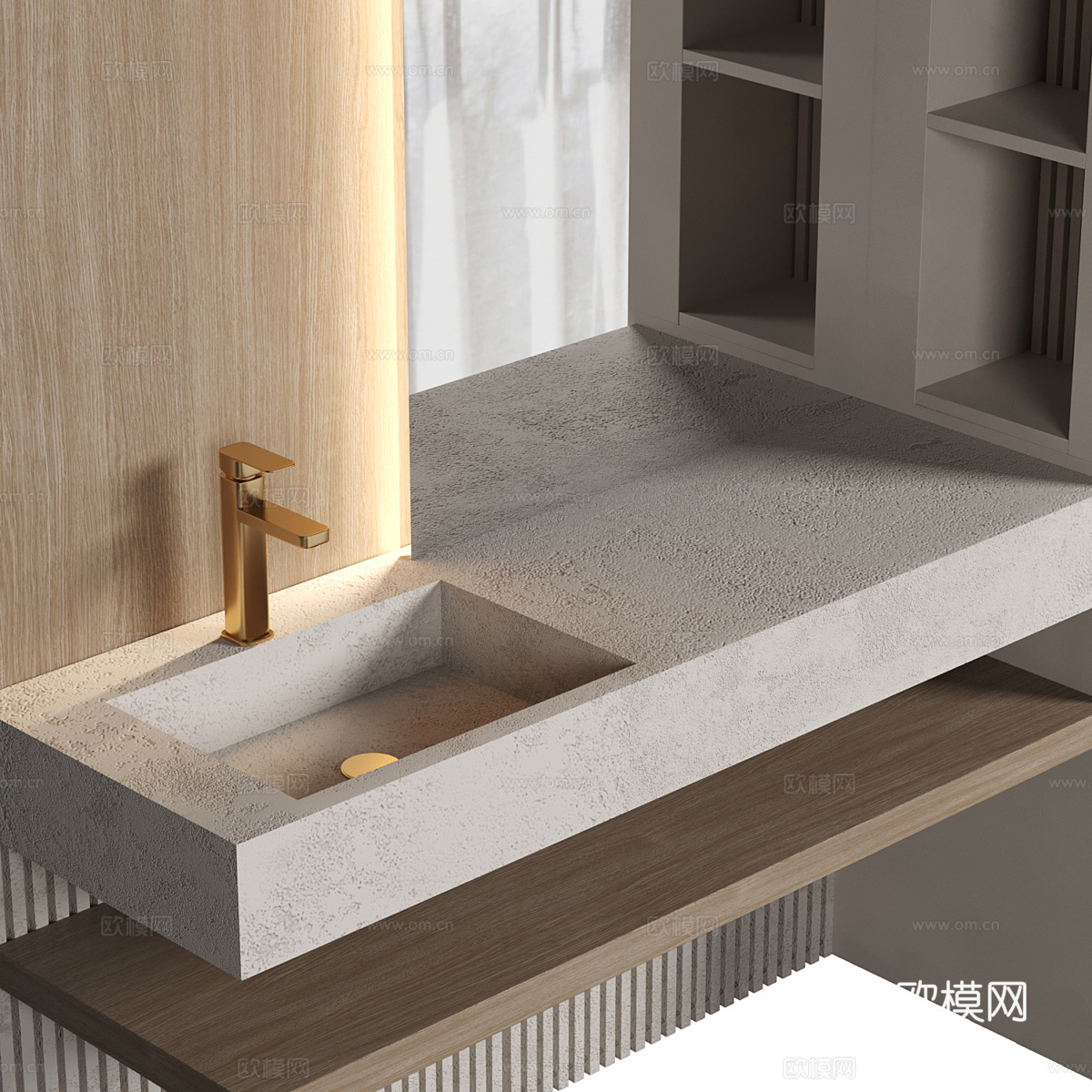 现代极简浴室柜 台盆柜3d模型