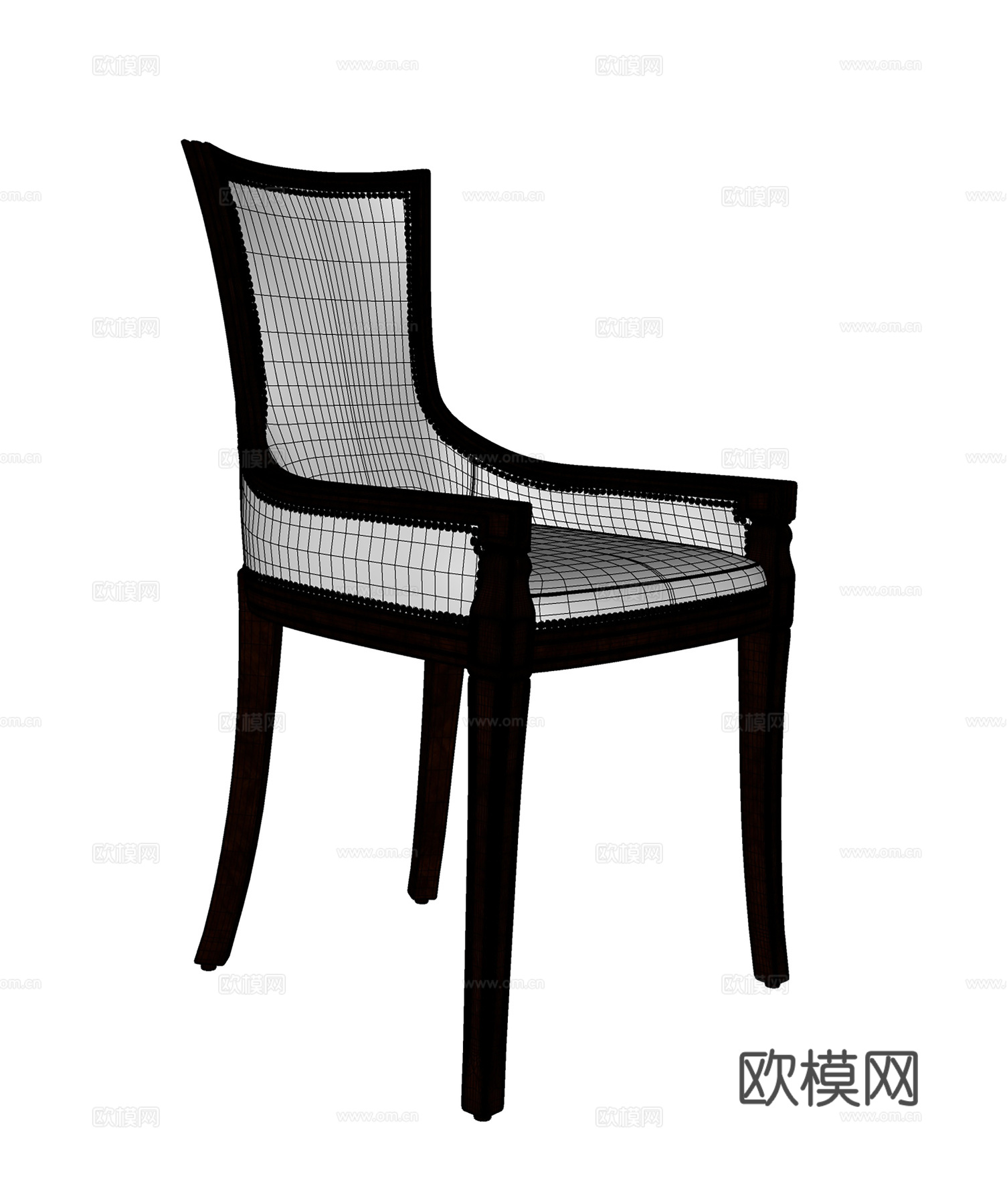 欧式休闲椅  办公椅书椅 雕花布椅su模型