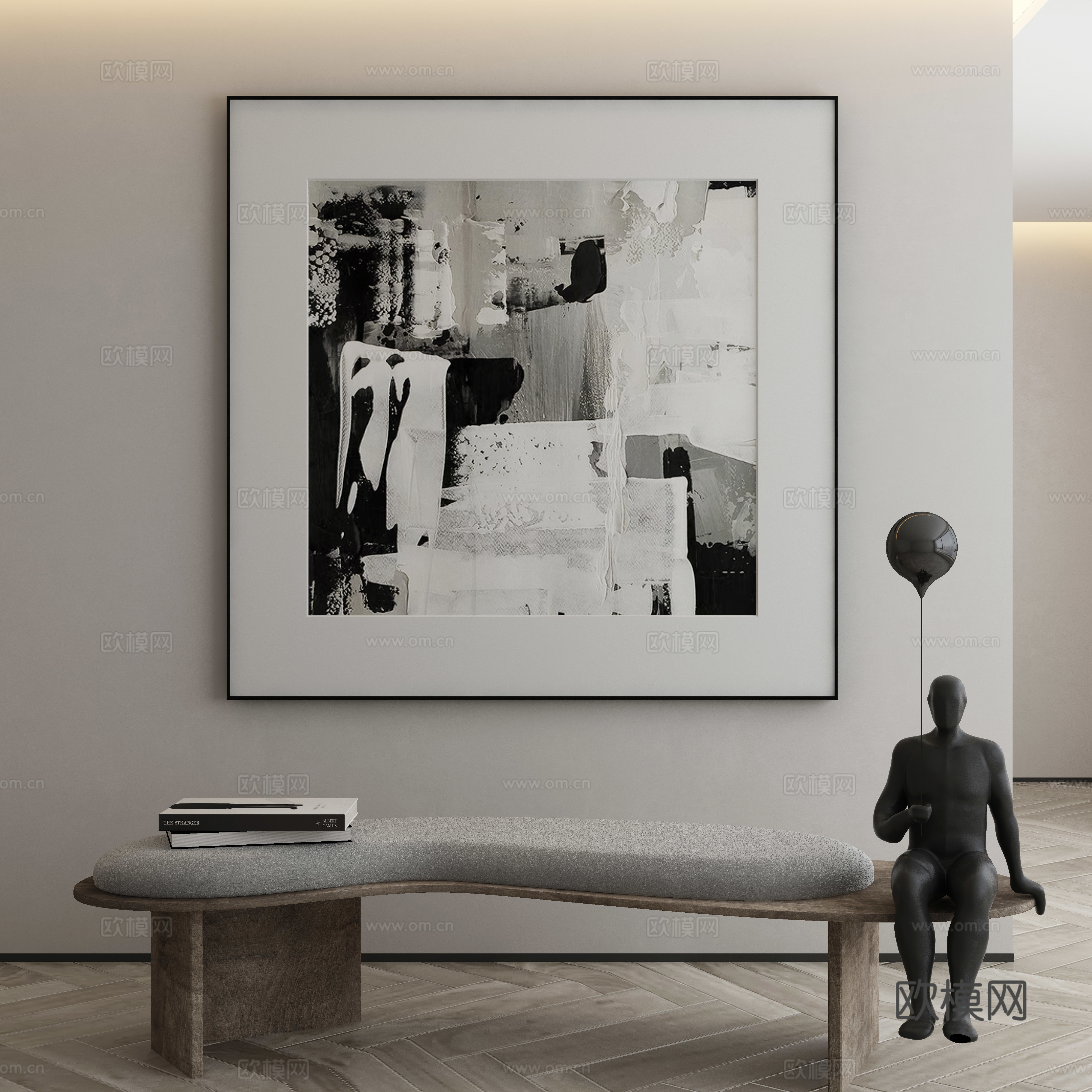 现代侘寂挂画 油画3d模型