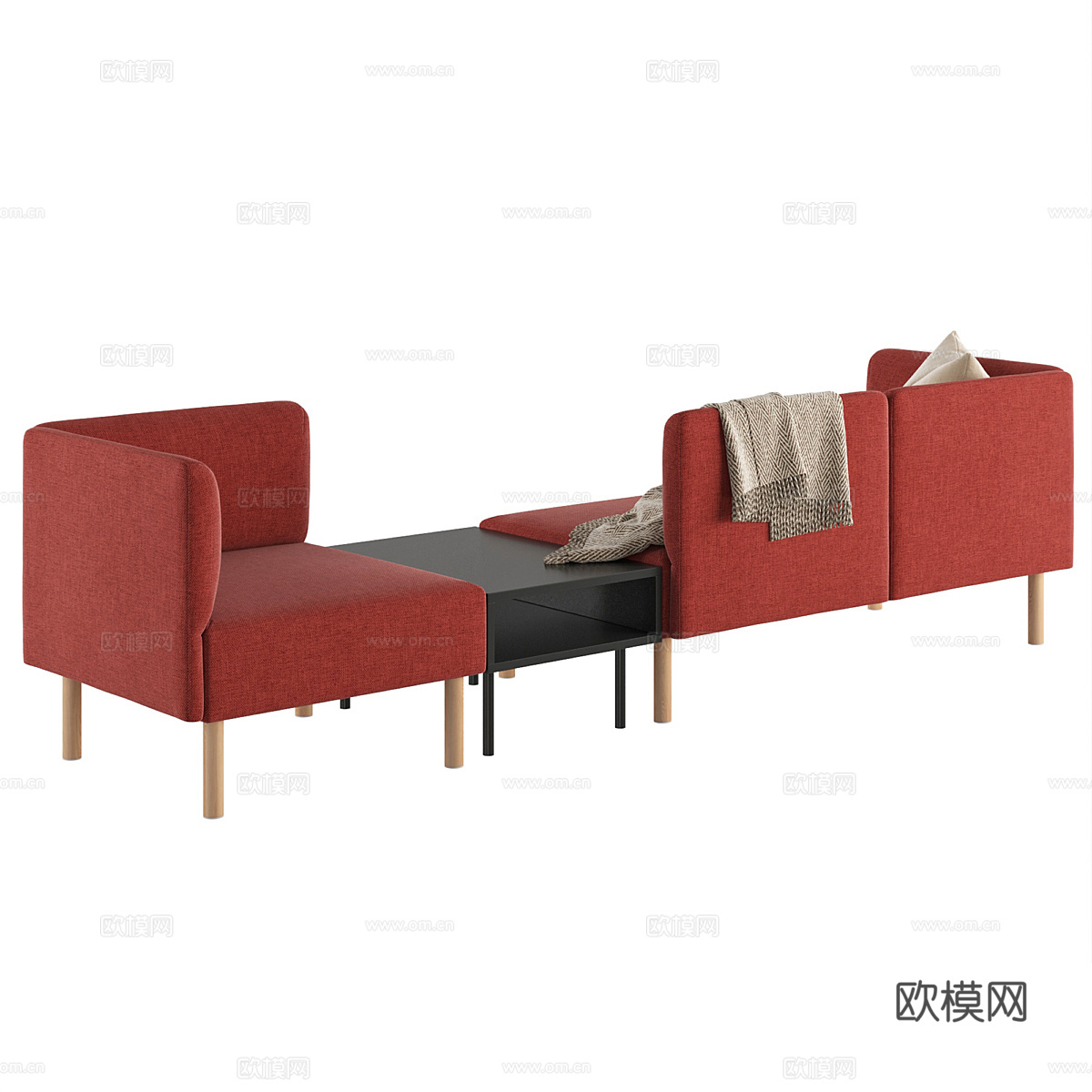 现代意式北欧布艺休闲沙发3d模型