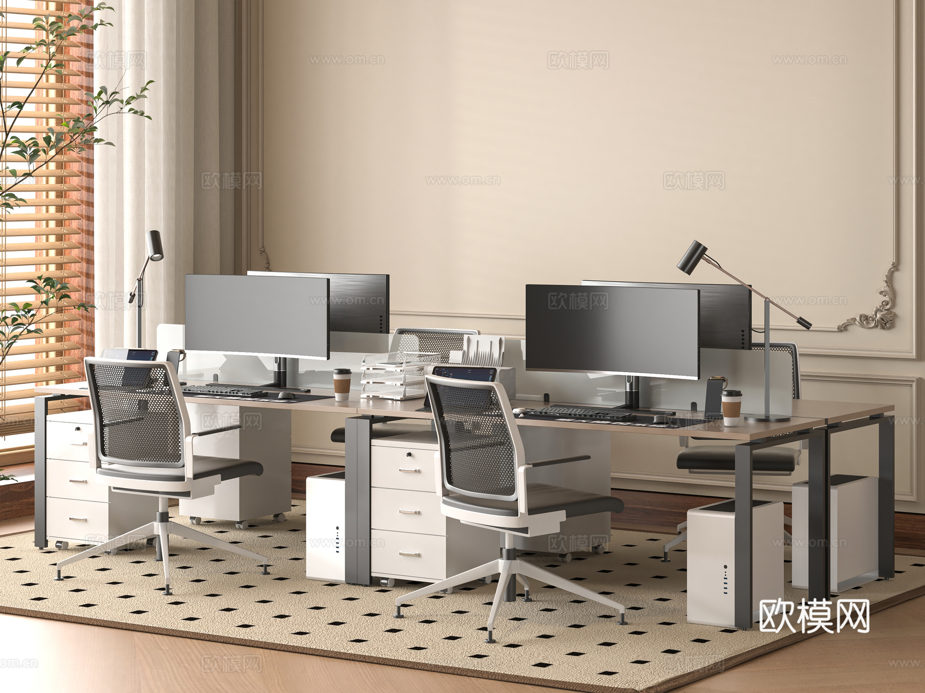 现代办公桌3d模型
