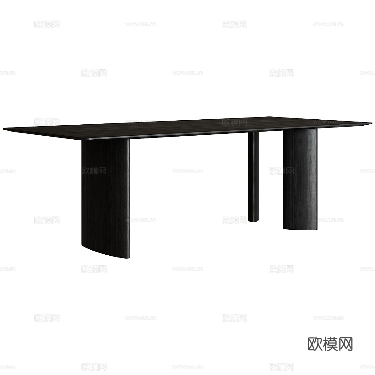 现代意式极简实木长餐桌3d模型