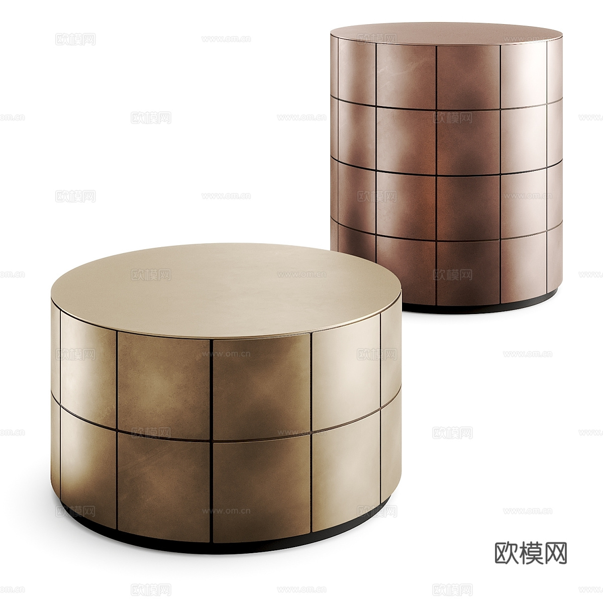 现代意式轻奢圆形床头柜3d模型