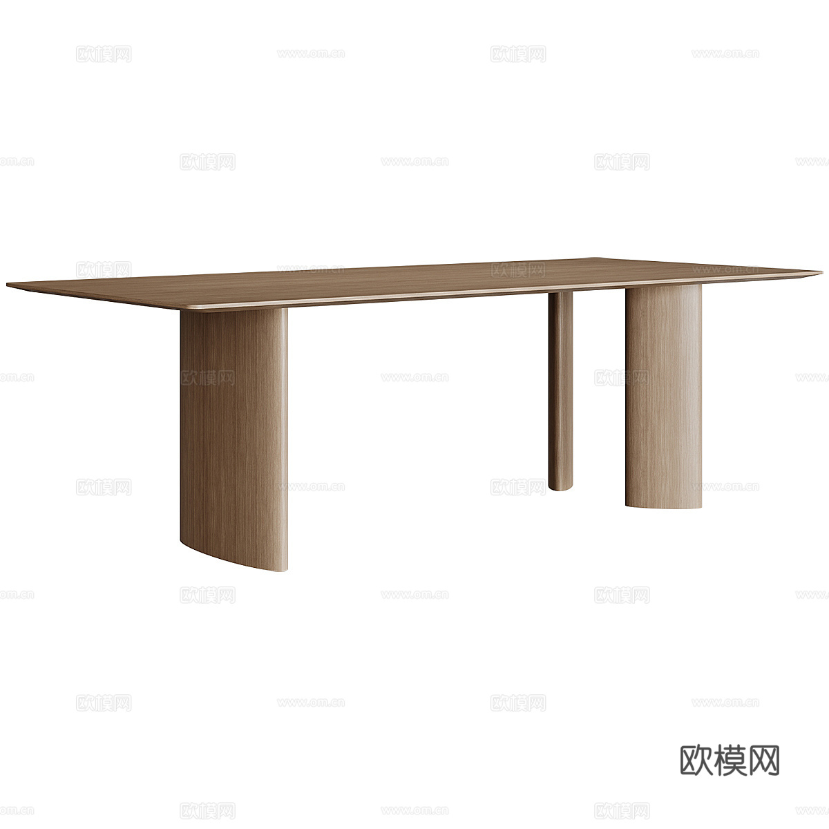 现代意式极简实木长餐桌3d模型