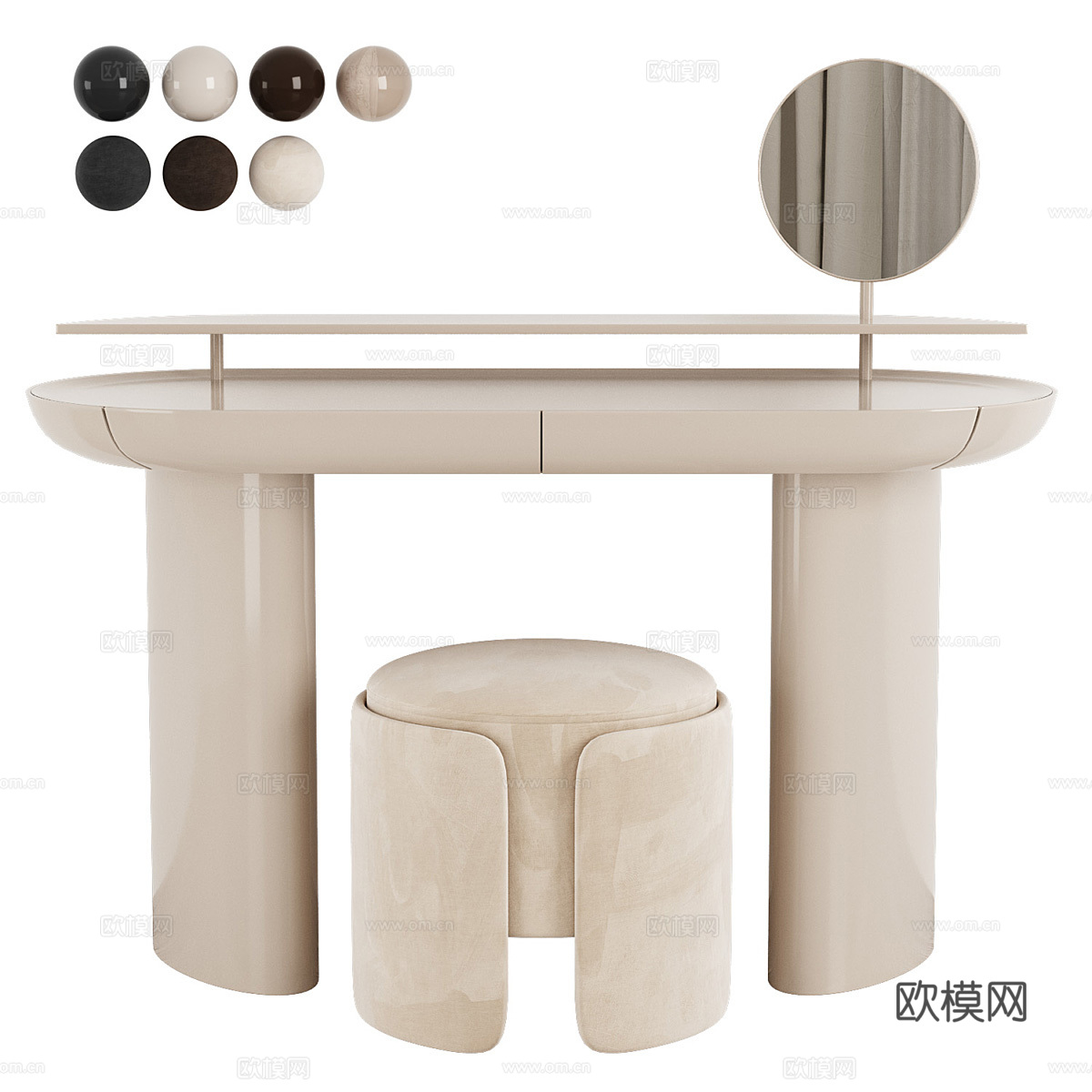 现代意式极简梳妆台3d模型
