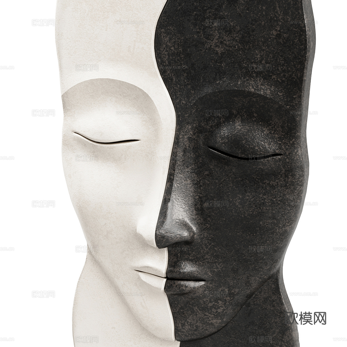 现代意式极简面孔雕像3d模型