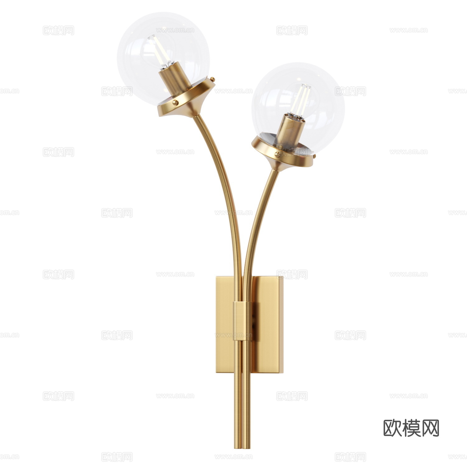 现代轻奢金属玻璃装饰壁灯3d模型