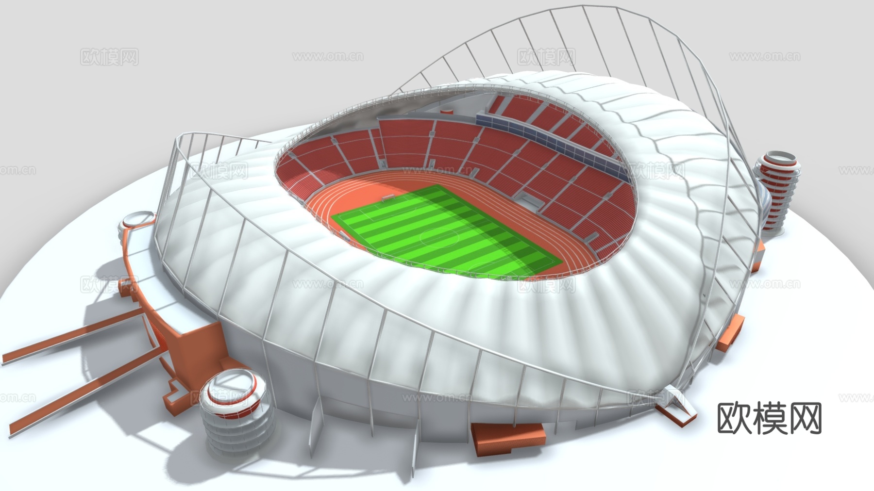 现代体育建筑 露天体育场 体育中心 足球场 体育场馆3d模型