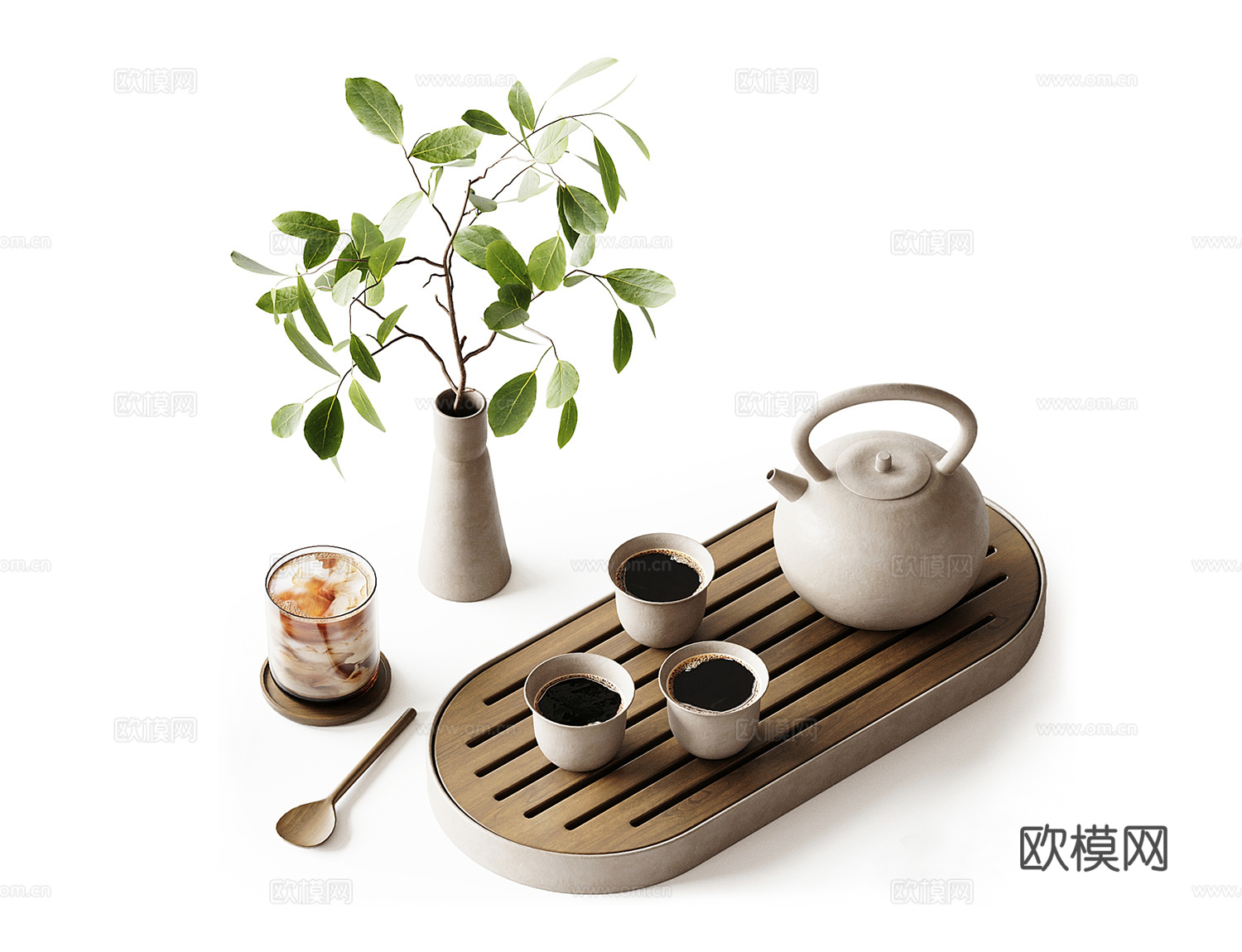 新中式茶具茶壶 茶杯 冰淇淋su模型