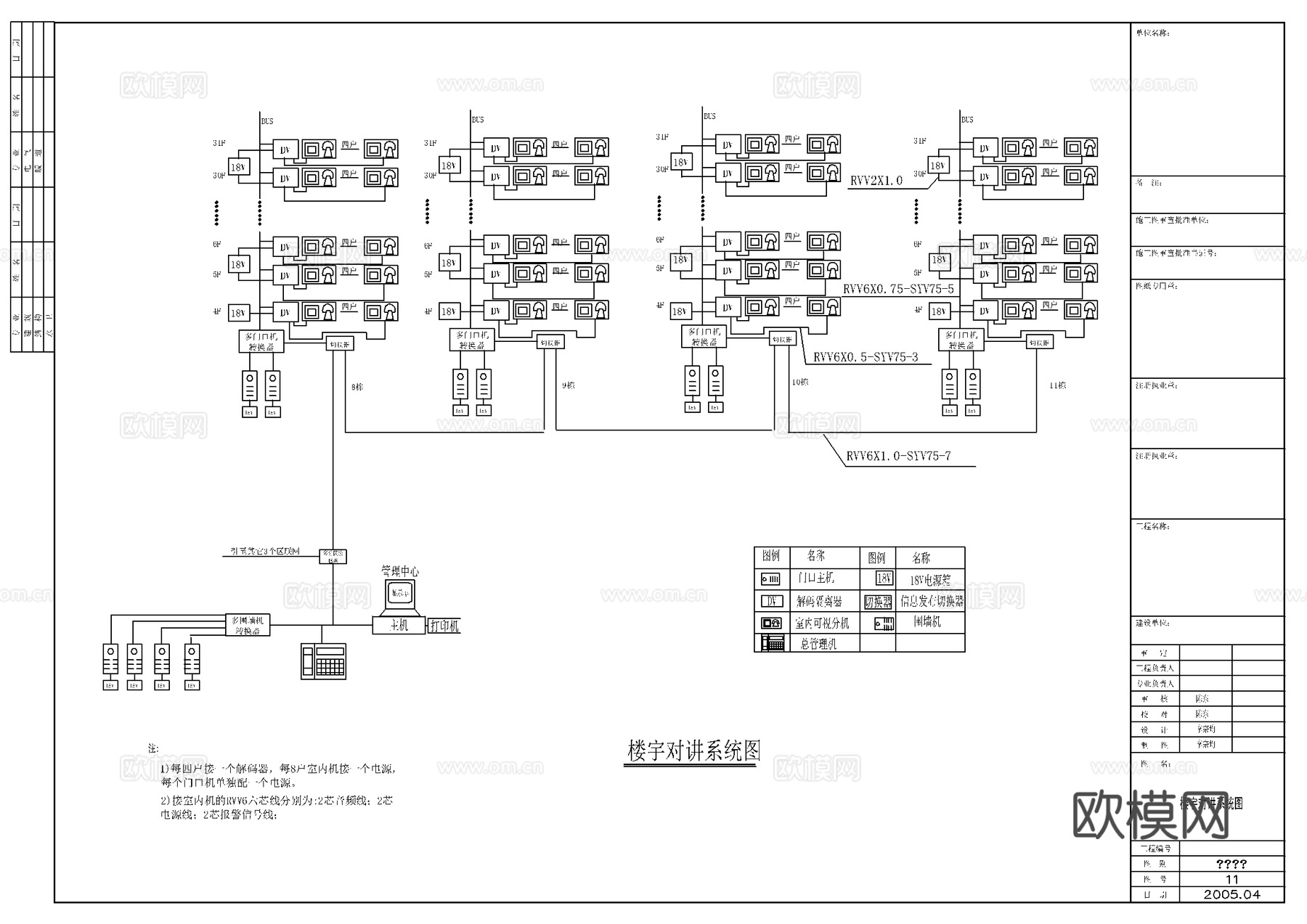 某城市小区安防系统图cad施工图