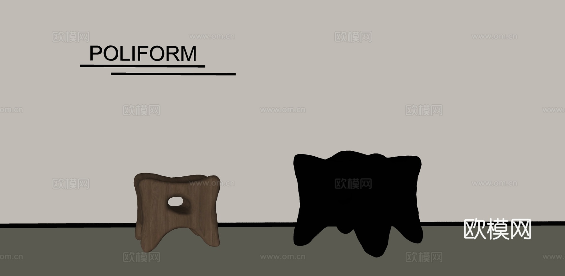 矮凳边几su模型