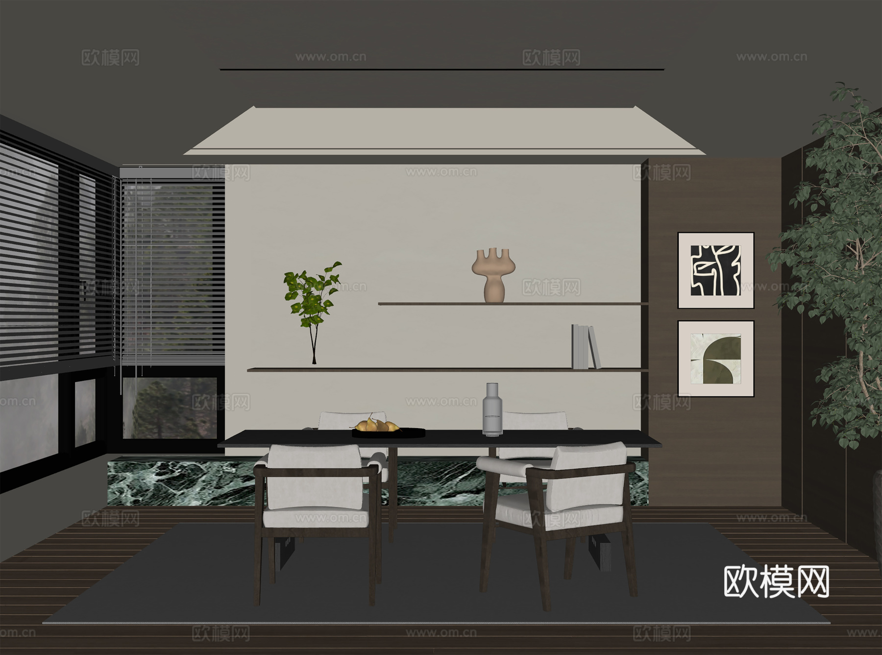 现代餐厅su模型