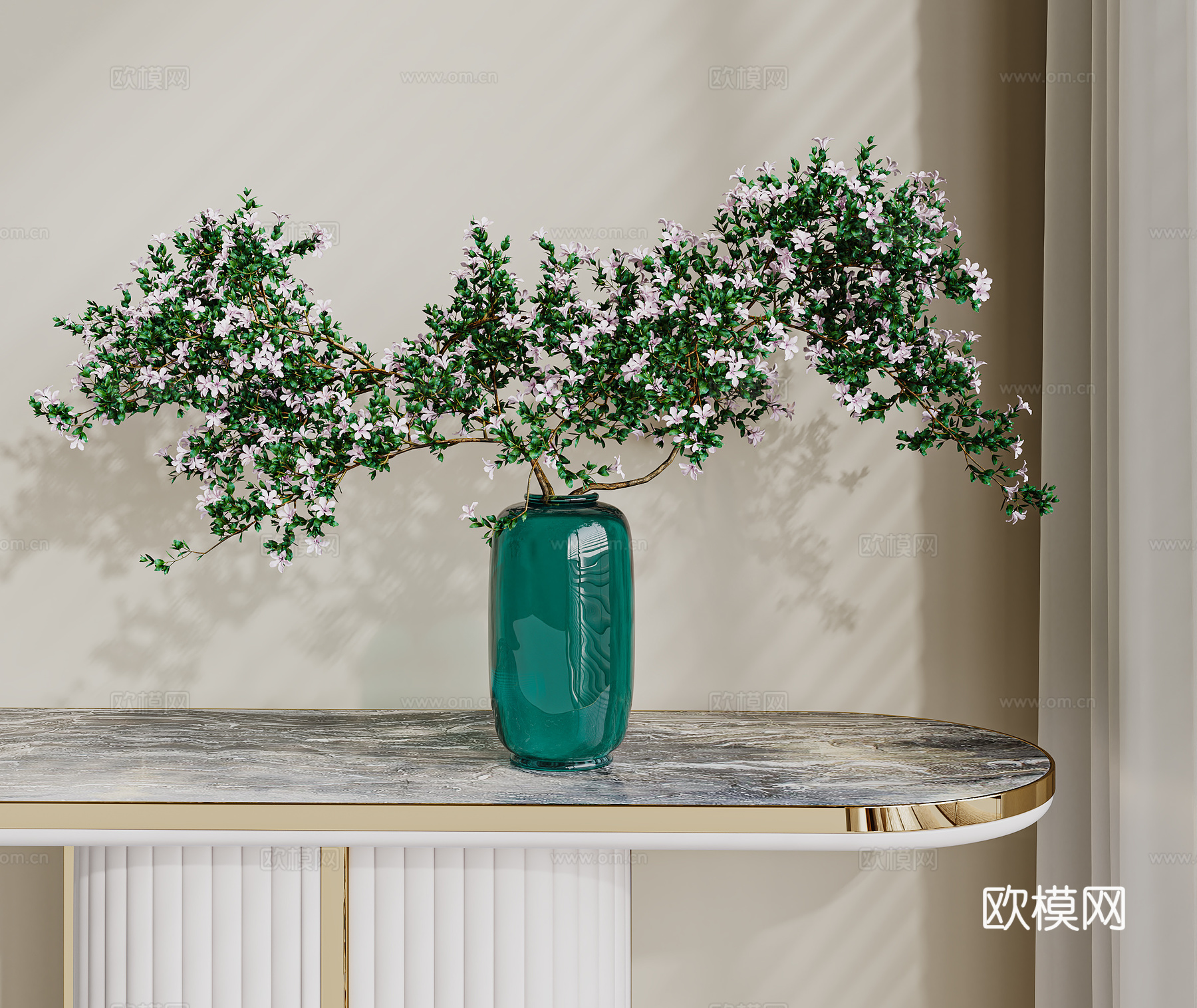 现代绿植  玻璃花瓶  室内绿植装饰su模型