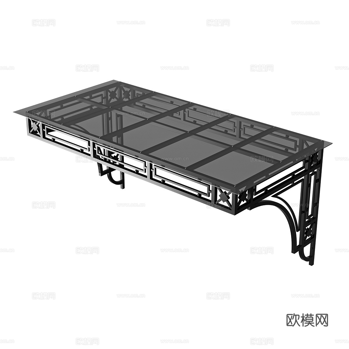 新中式雨棚 玻璃遮阳篷3d模型