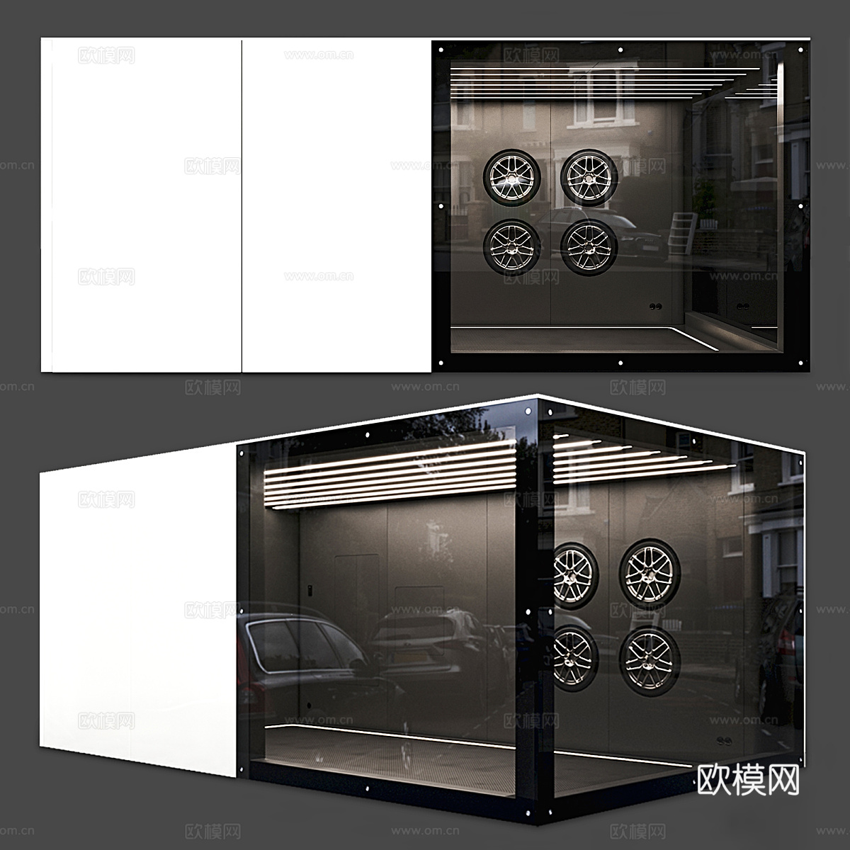 现代意式极简车库3d模型