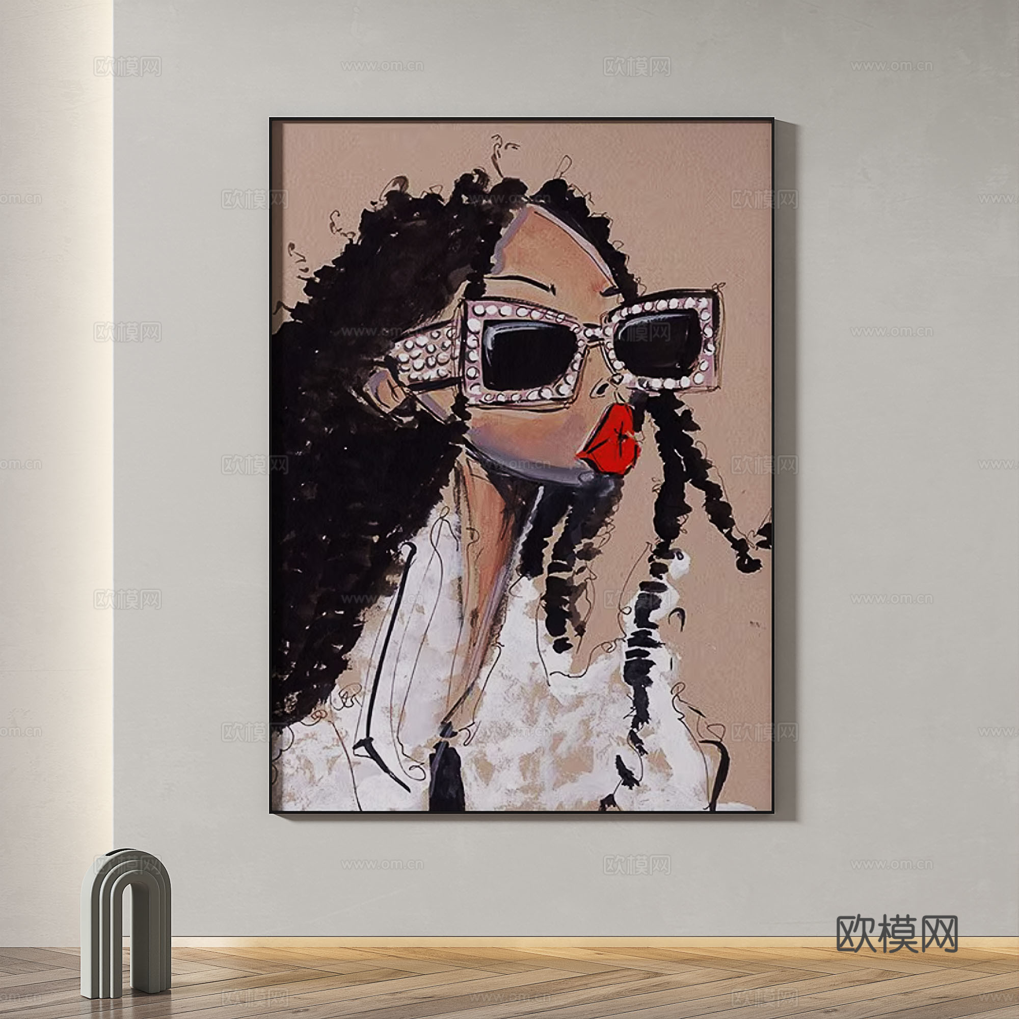 现代，简约，抽象，装饰画3d模型