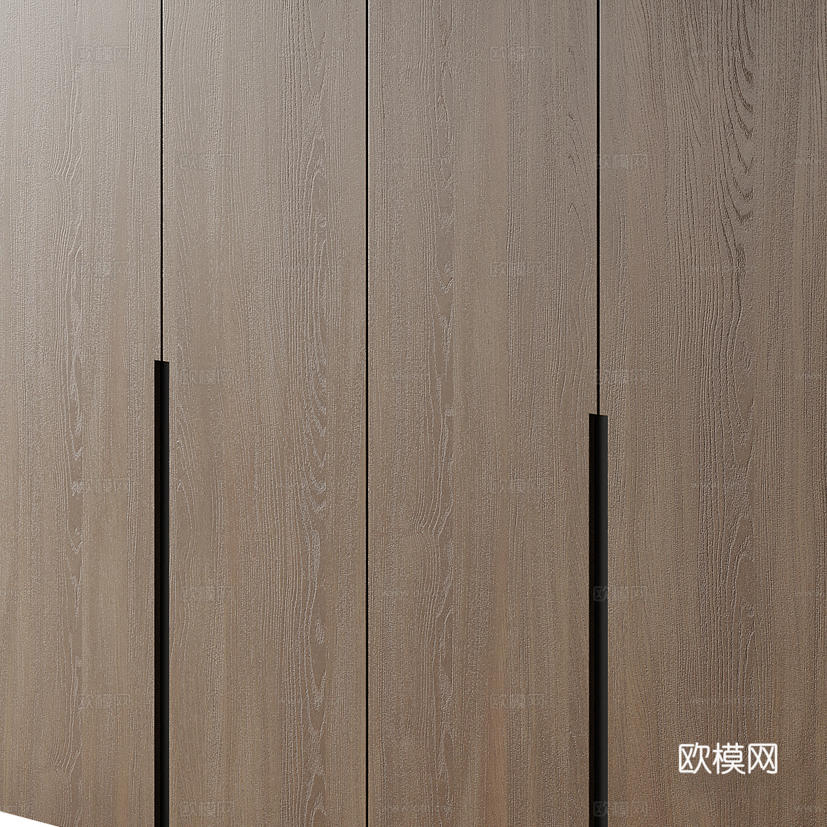 现代意式极简实木开门衣柜3d模型