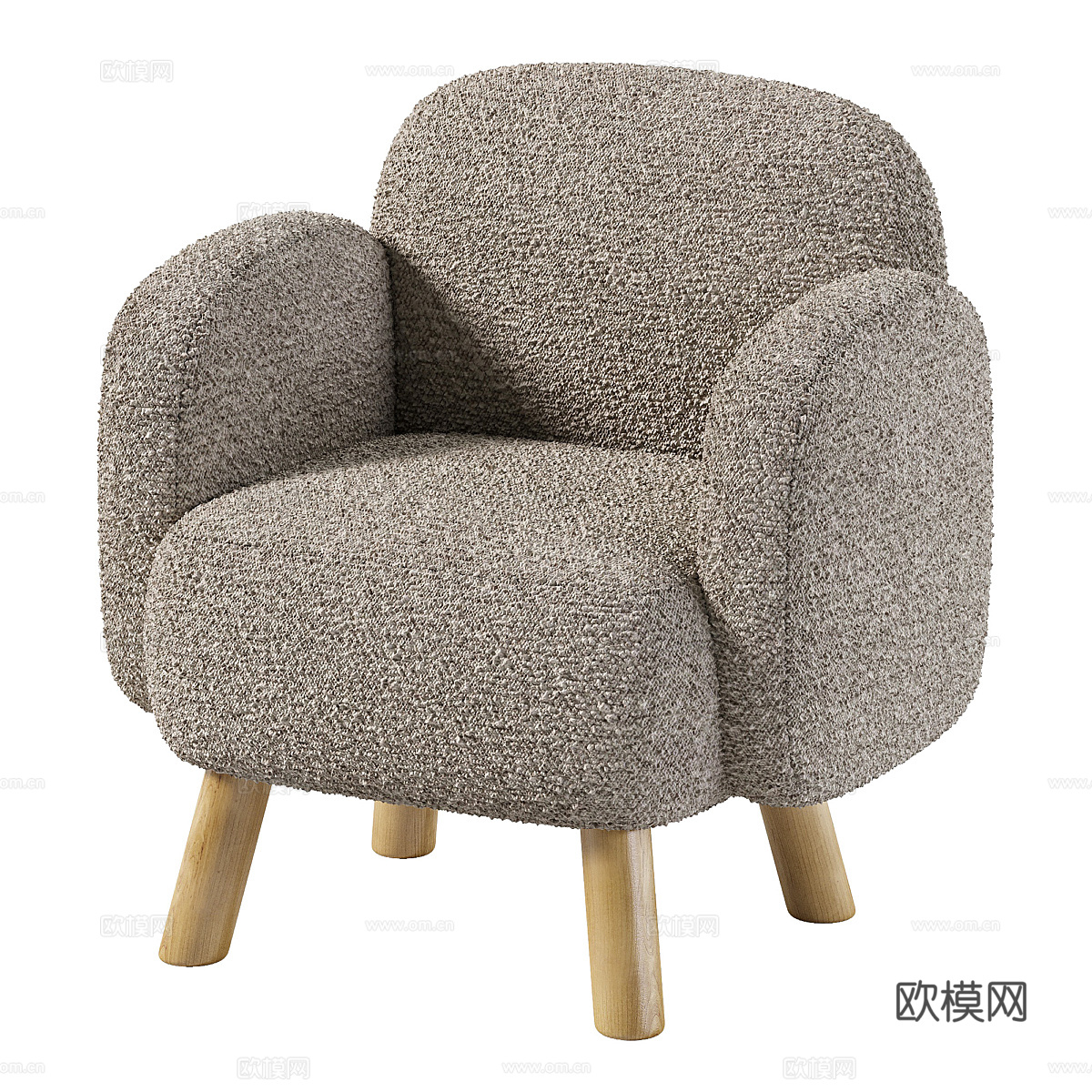 现代北欧奶油风布艺扶手椅3d模型