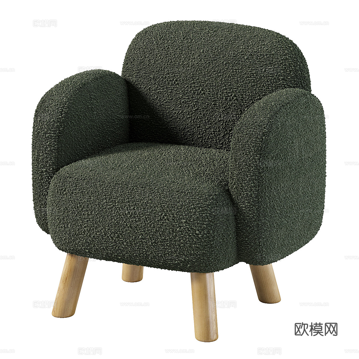 现代北欧奶油风布艺扶手椅3d模型