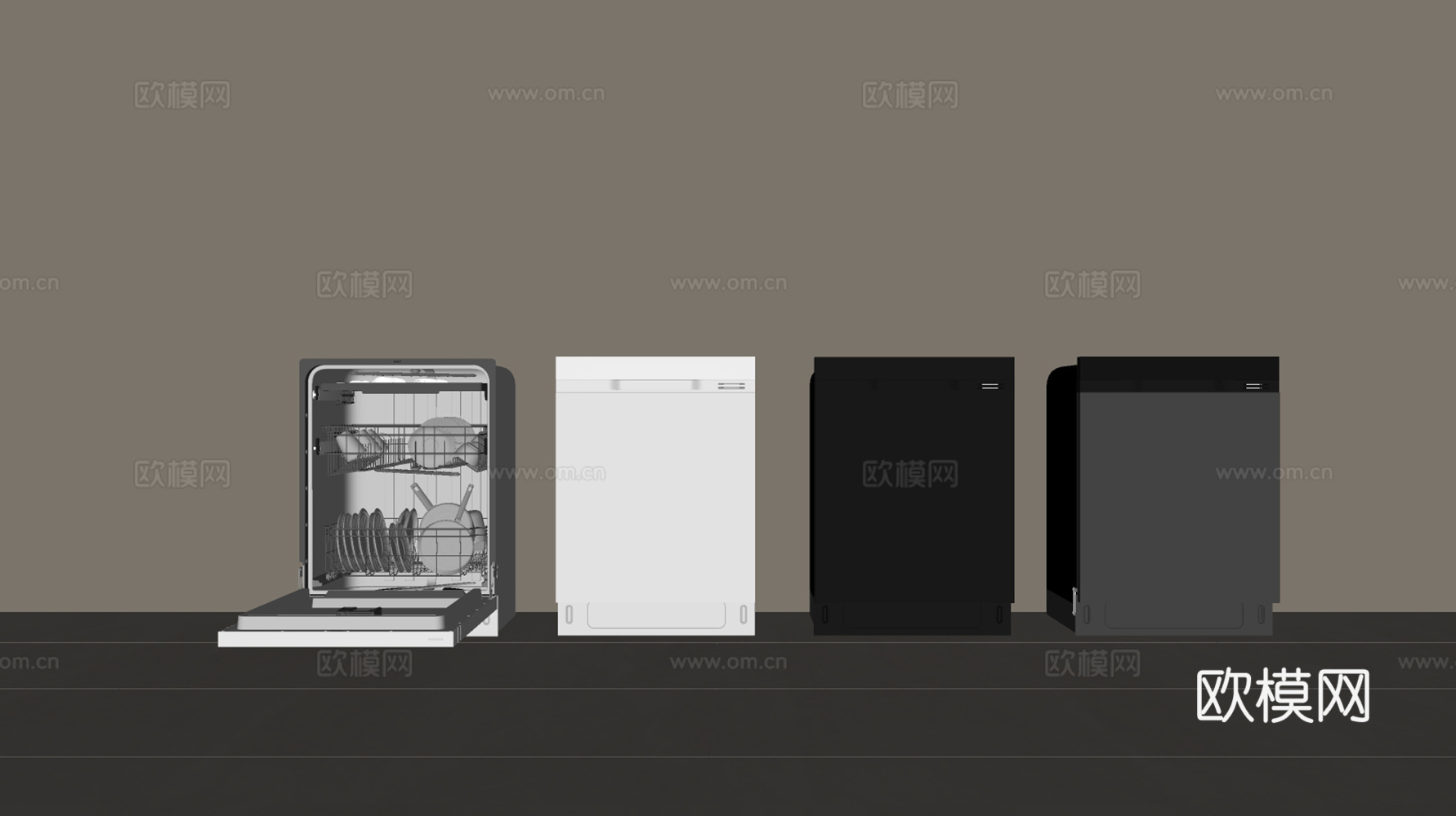 洗碗机 嵌入式洗碗机 智能洗碗机 洗碗机 消毒柜 餐具su模型