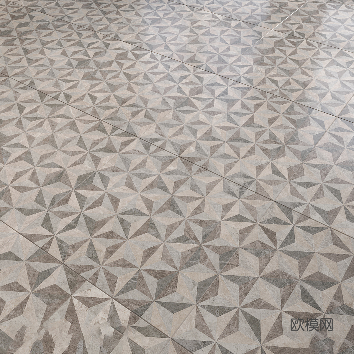 新中式瓷砖 大理石 岩板 花砖 柔光砖3d模型