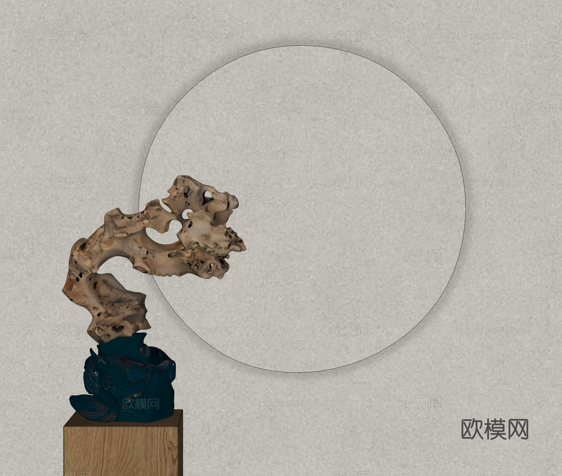 新中式太湖石摆件 景观石 自然石摆件 天然石雕塑摆件su模型