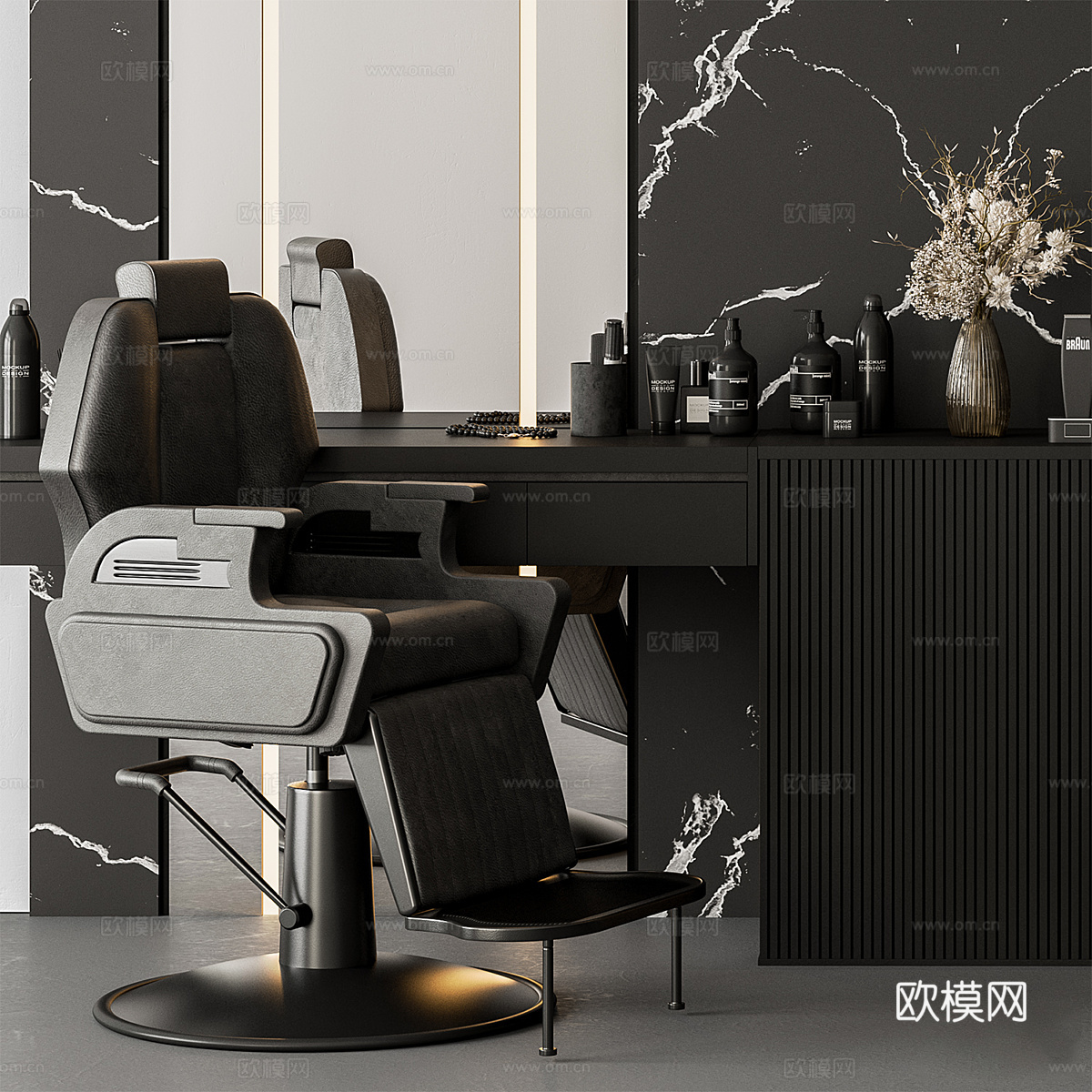 现代意式轻奢美发店3d模型