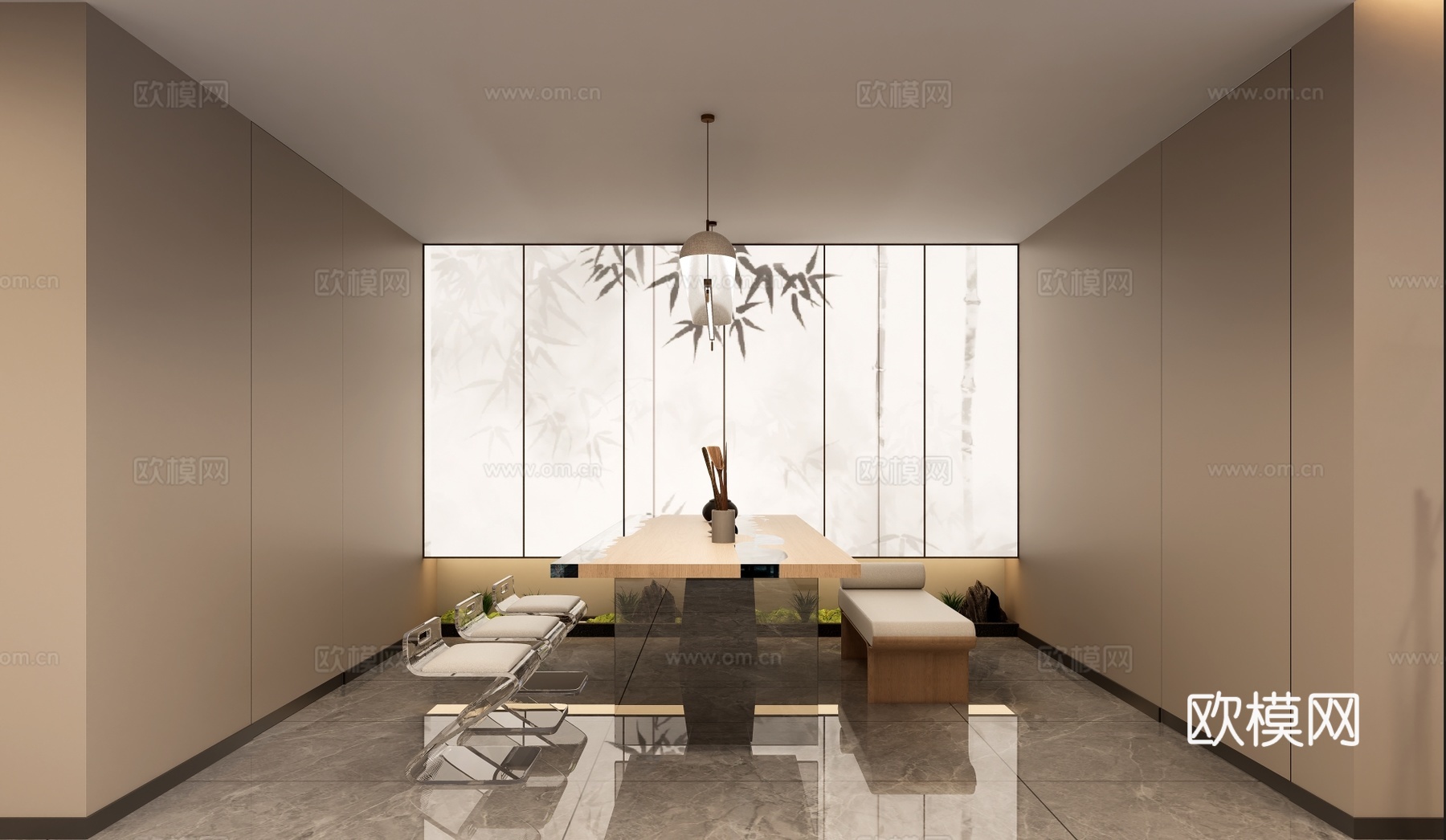 新中式茶台su模型