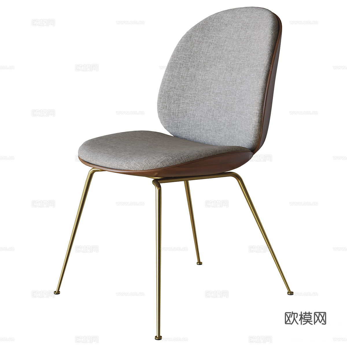 现代意式极简木质布艺单椅3d模型