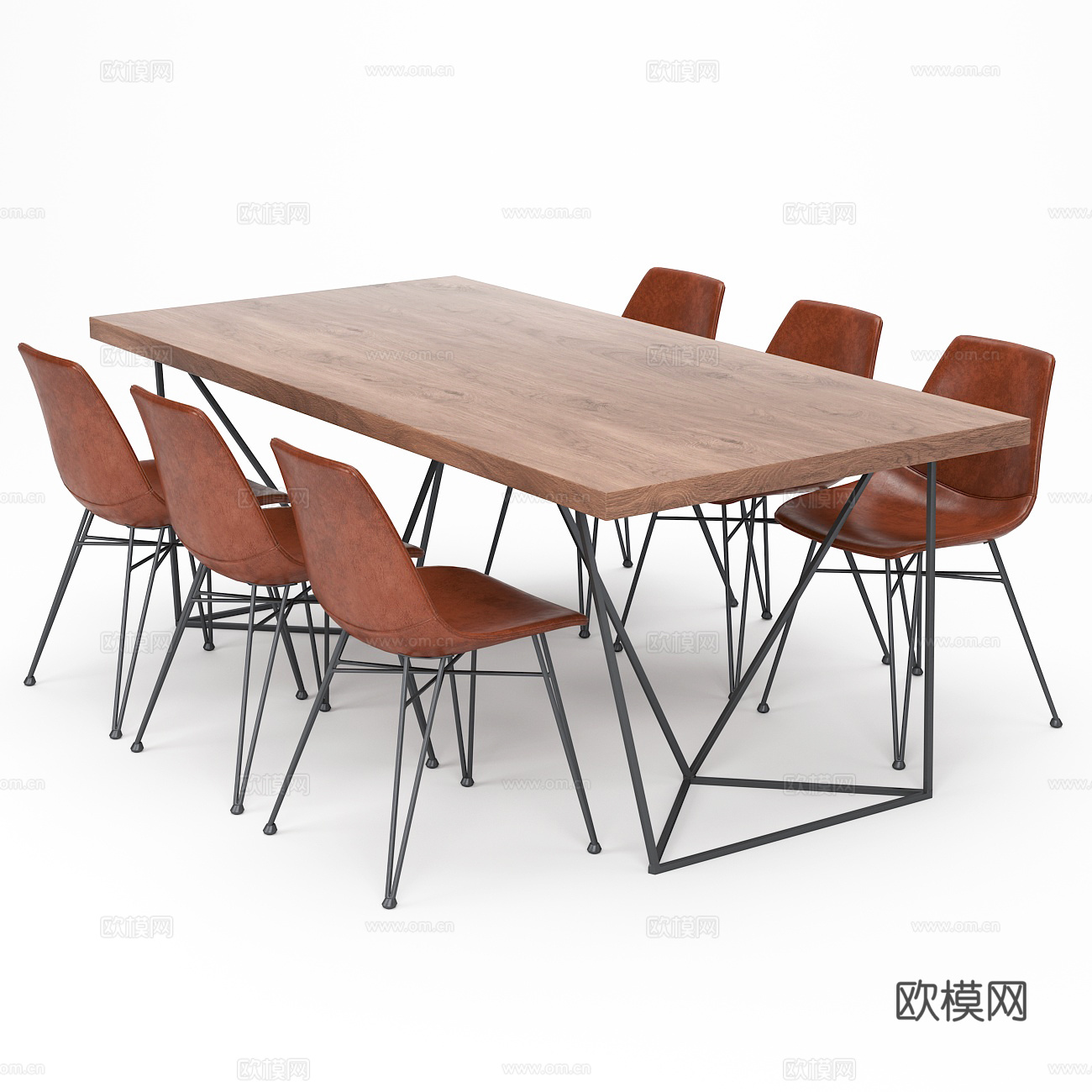 现代意式餐桌椅组合3d模型