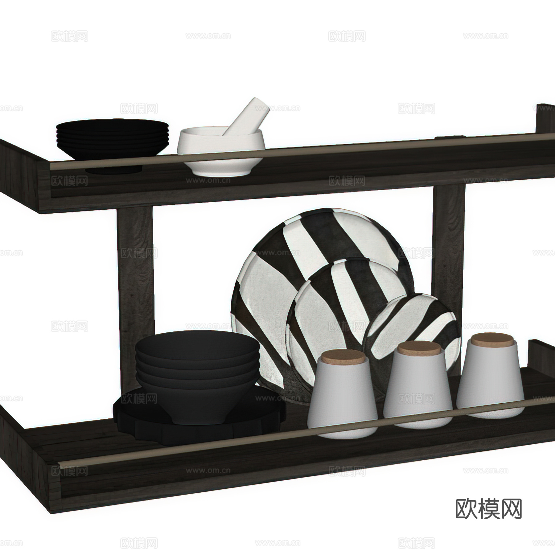 现代餐具摆件 盘子 咖啡杯 置物架 碟子 复古装饰摆件su模型