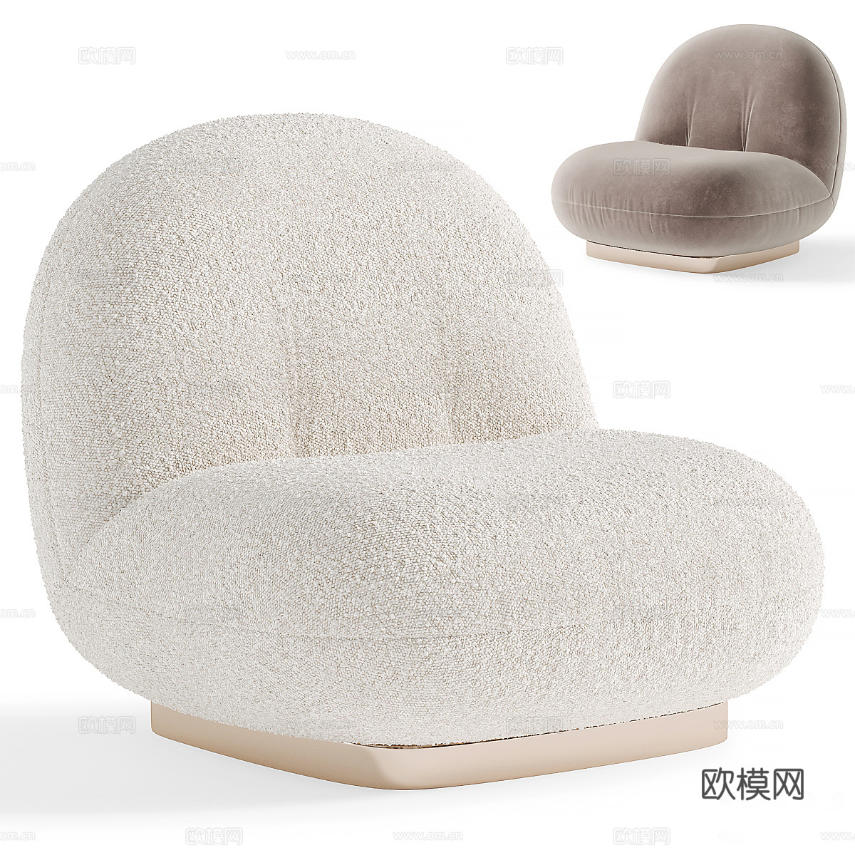 现代奶油风布艺沙发椅3d模型