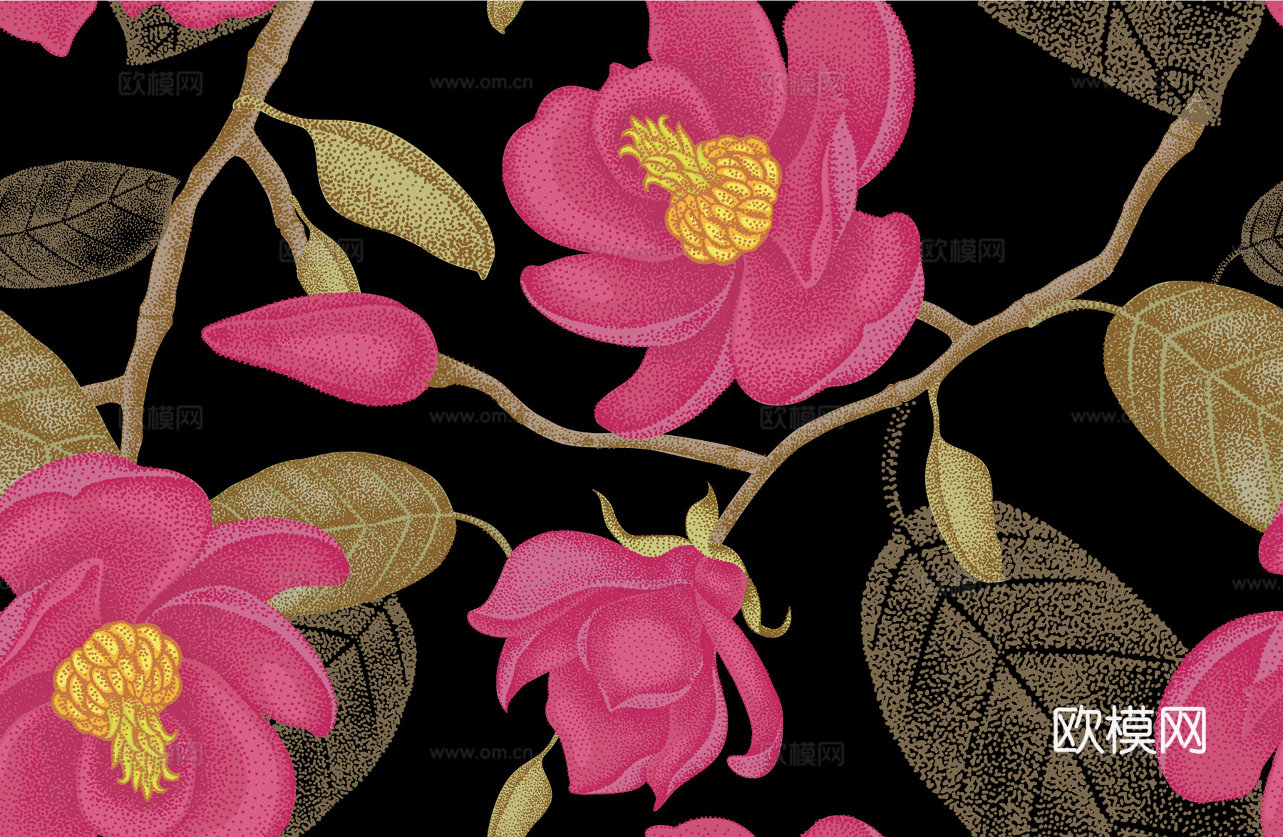 中式古典花纹 花卉 植物手绘壁纸