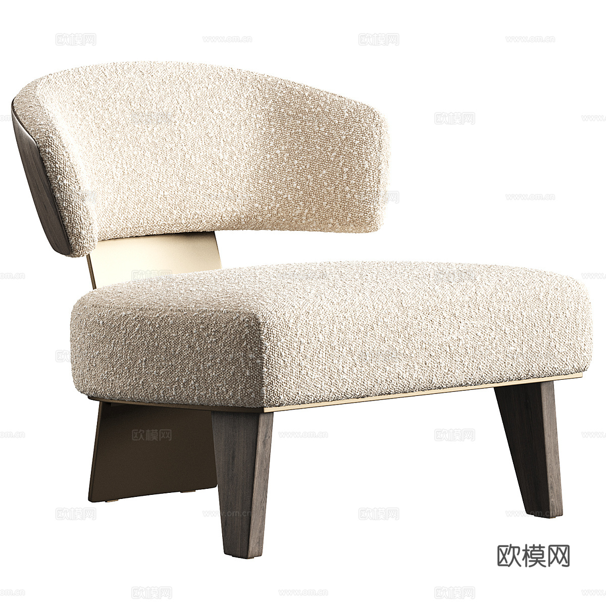 现代意式布艺扶手椅3d模型