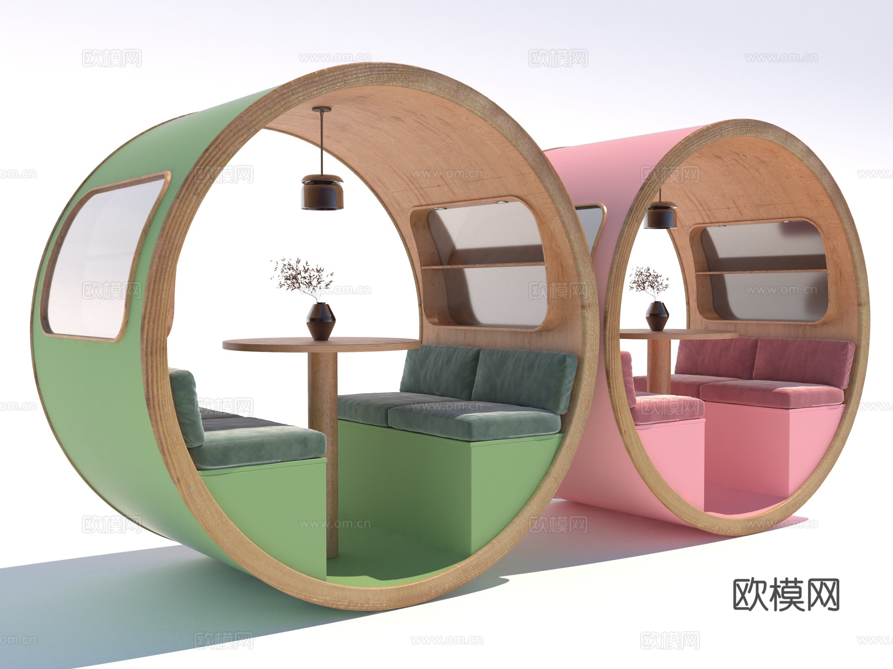 现代风格卡座沙发3d模型