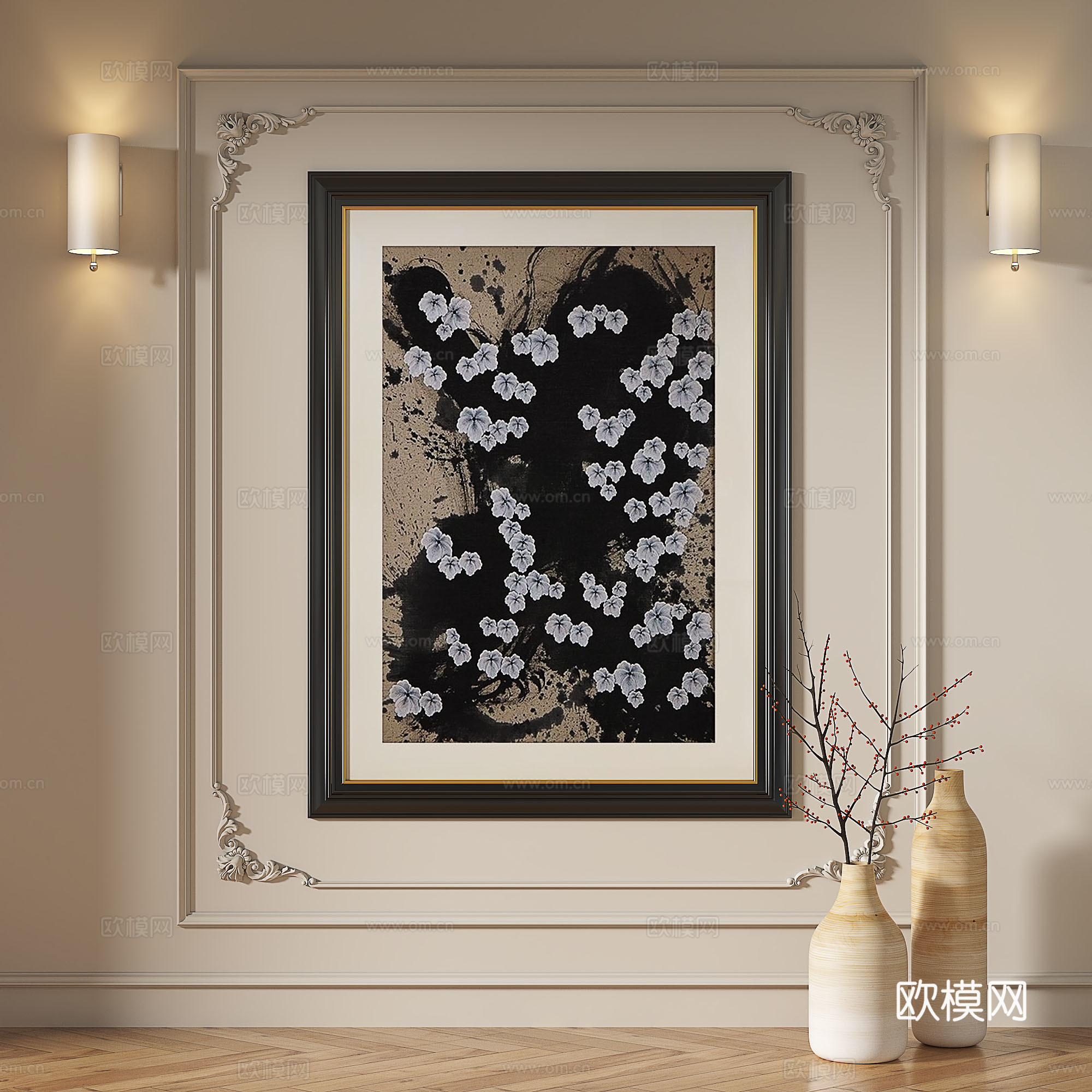 法式，复古，中古，现代，简约，轻奢，装饰画3d模型