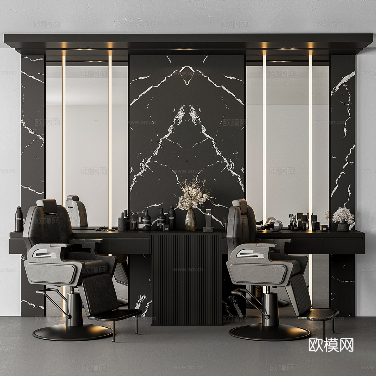 现代意式轻奢美发店3d模型