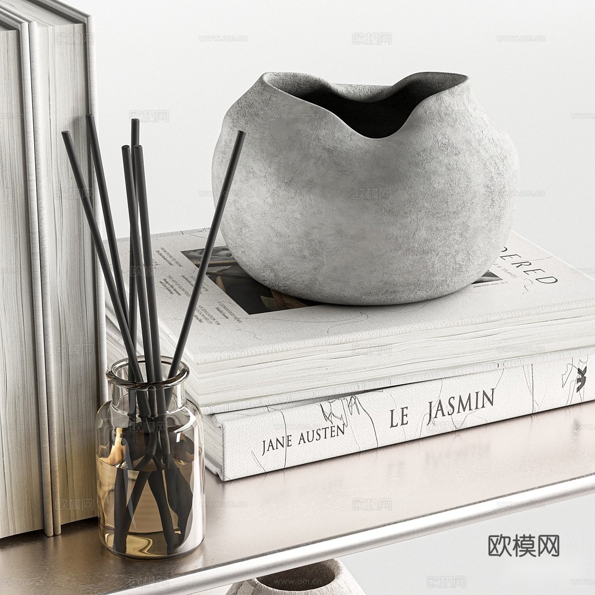 现代装饰摆件 书籍 花瓶 花艺 装饰品 茶几摆件 墙面装饰3d模型