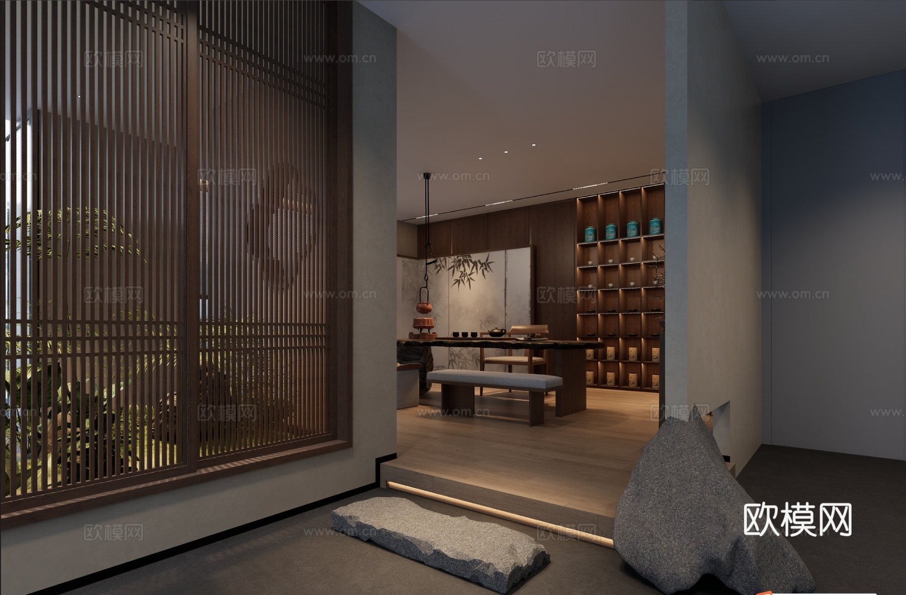 新中式茶室su模型