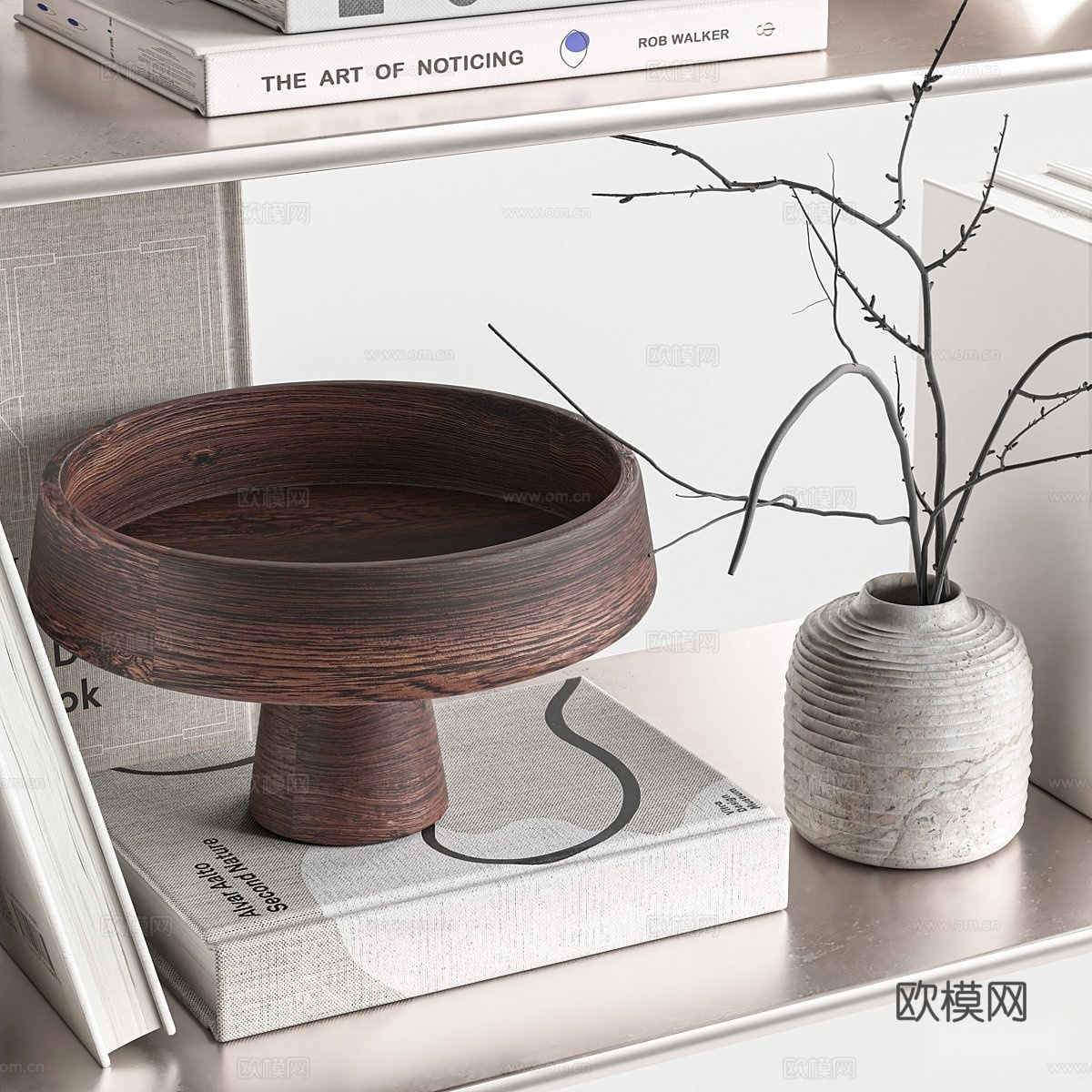 现代装饰摆件 书籍 花瓶 花艺 装饰品 茶几摆件 墙面装饰3d模型