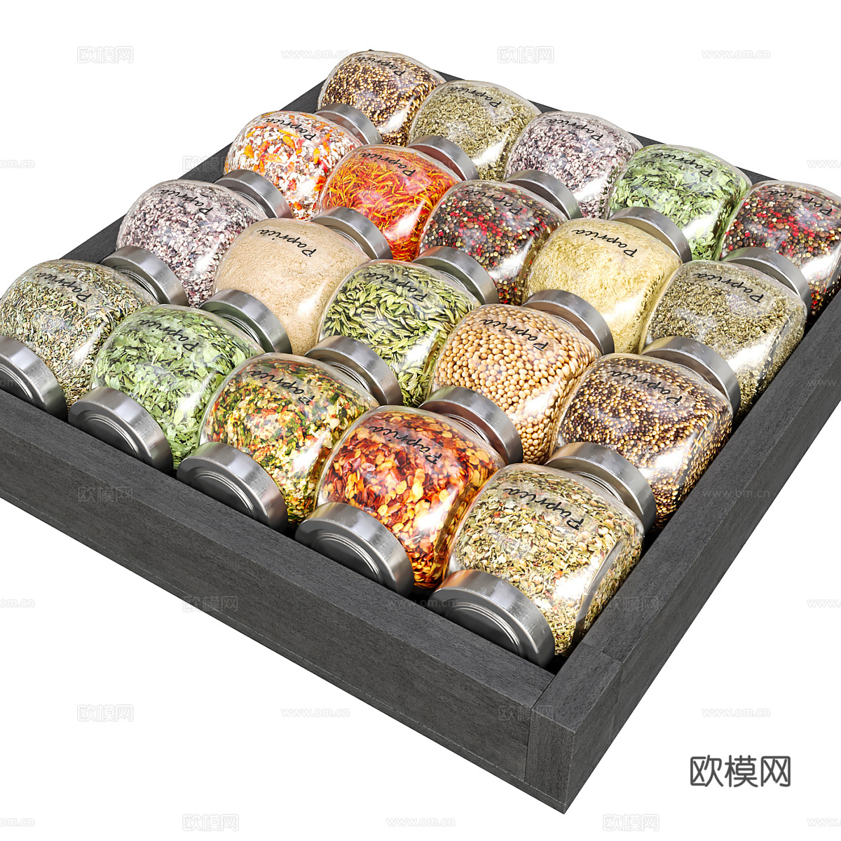 现代厨房用品 饮料 厨房摆件 调料瓶 厨房厨具 货架3d模型